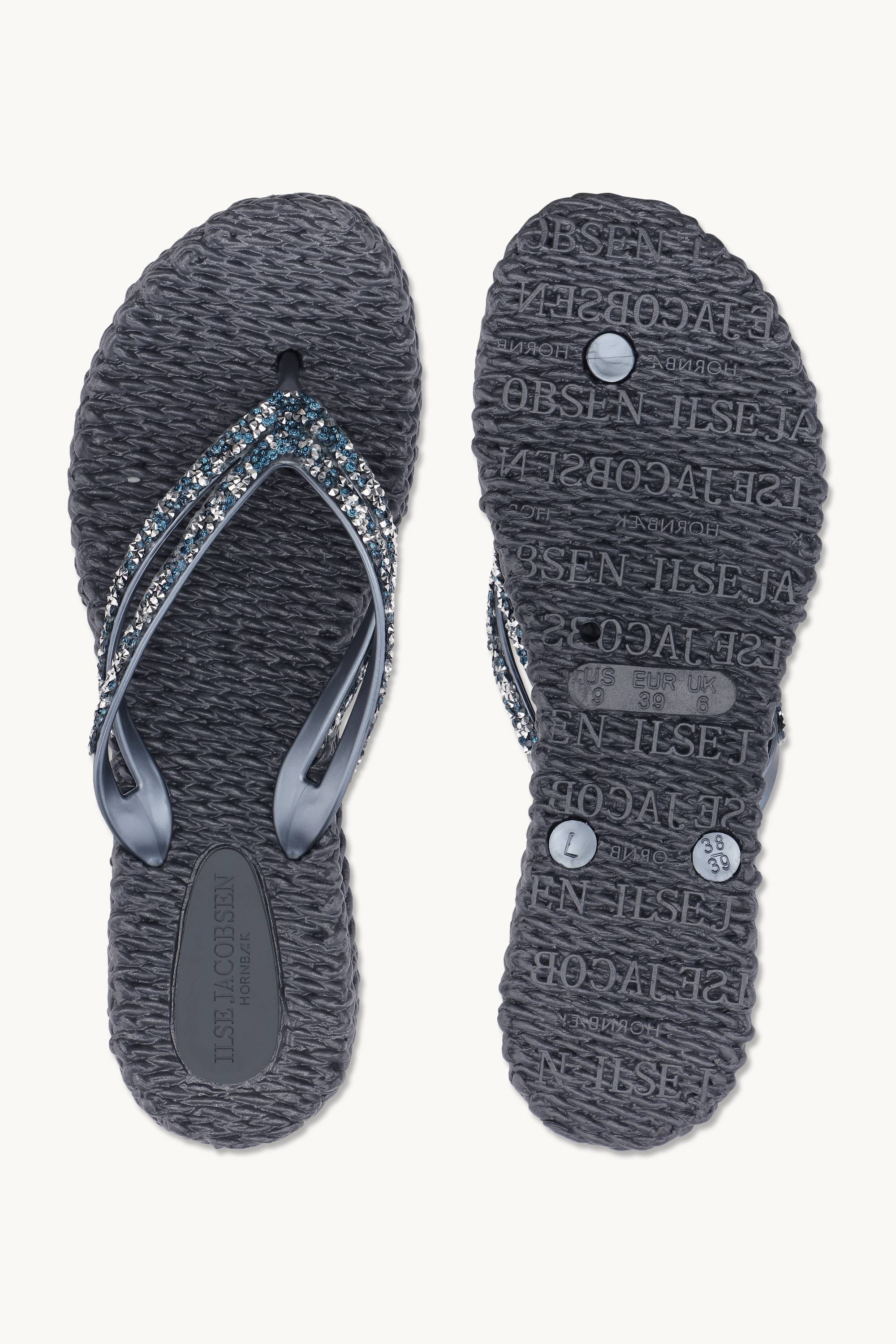 Chanclas con Plataforma Piedras Brillantes - Ombre Blue