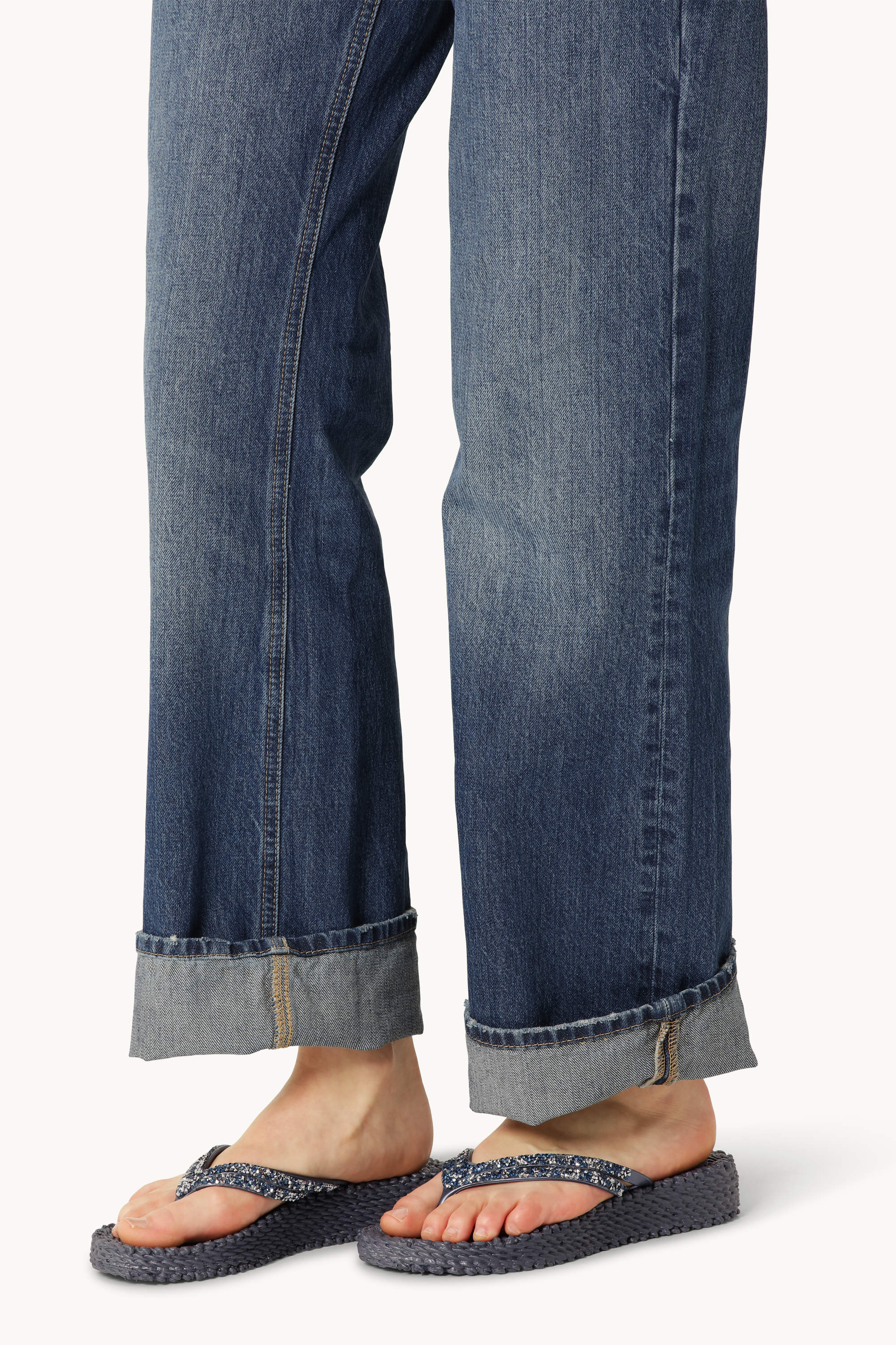 Chanclas con Plataforma Piedras Brillantes - Ombre Blue