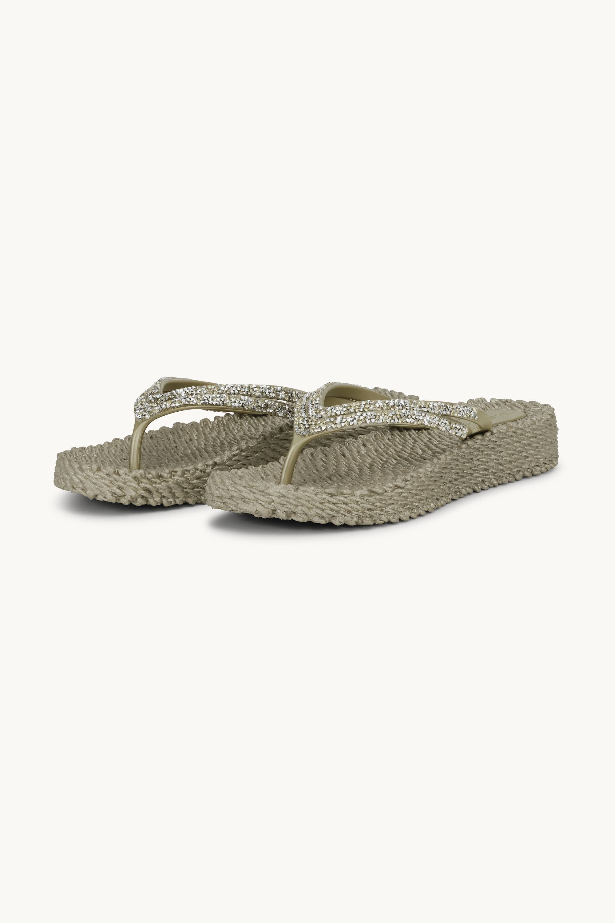 Chanclas con Plataforma Piedras Brillantes - Platin