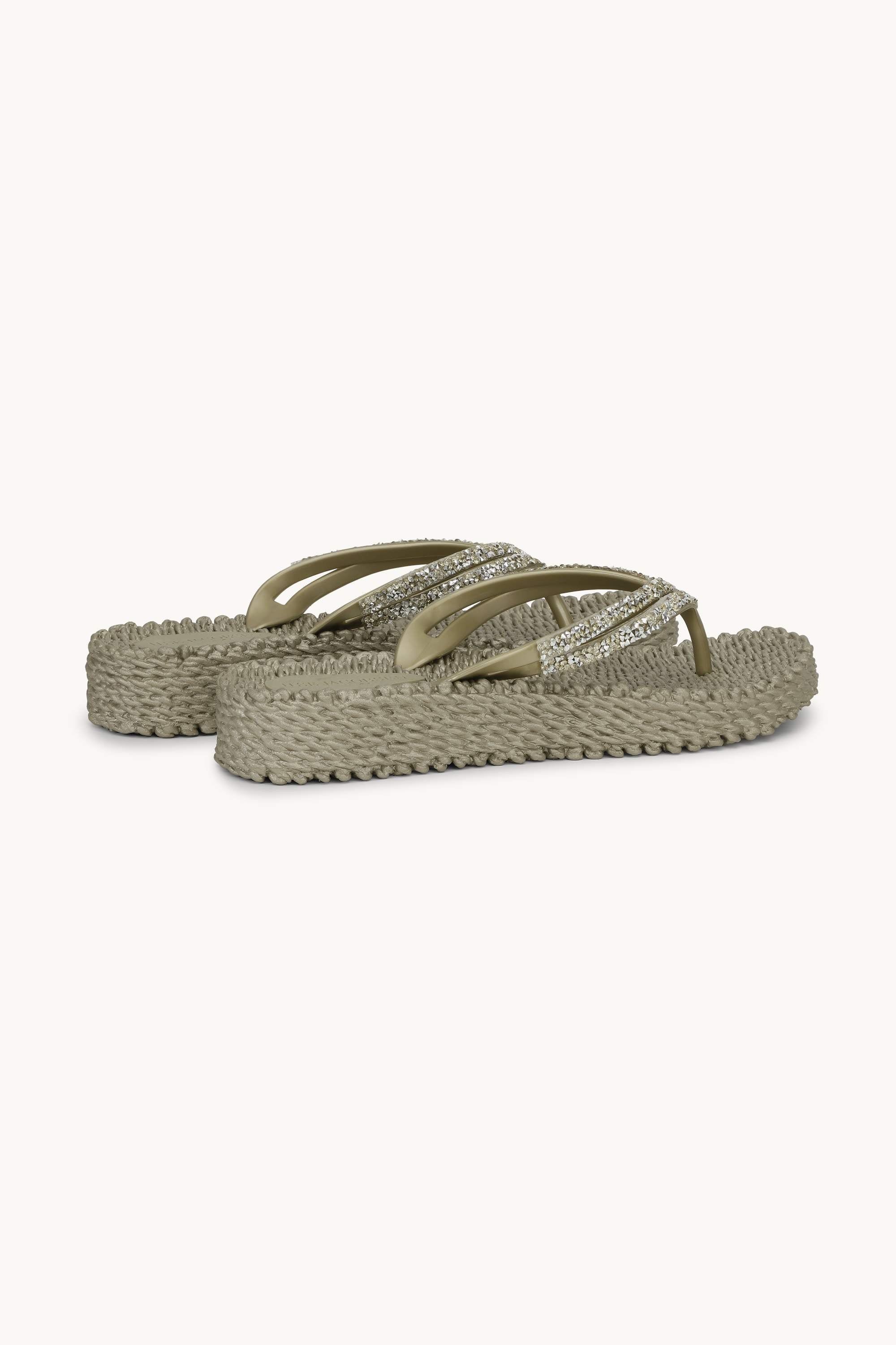 Chanclas con Plataforma Piedras Brillantes - Platin