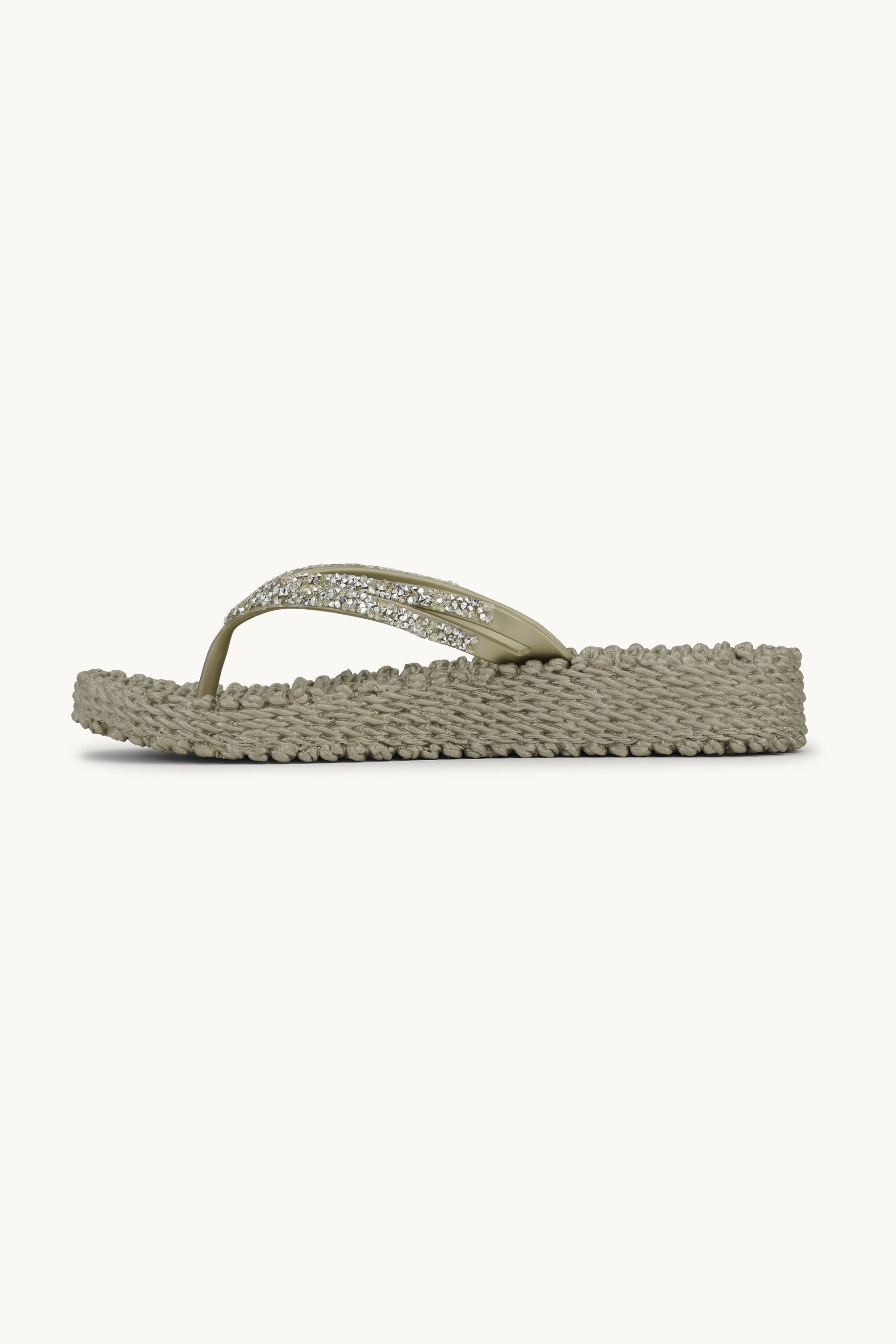 Chanclas con Plataforma Piedras Brillantes - Platin