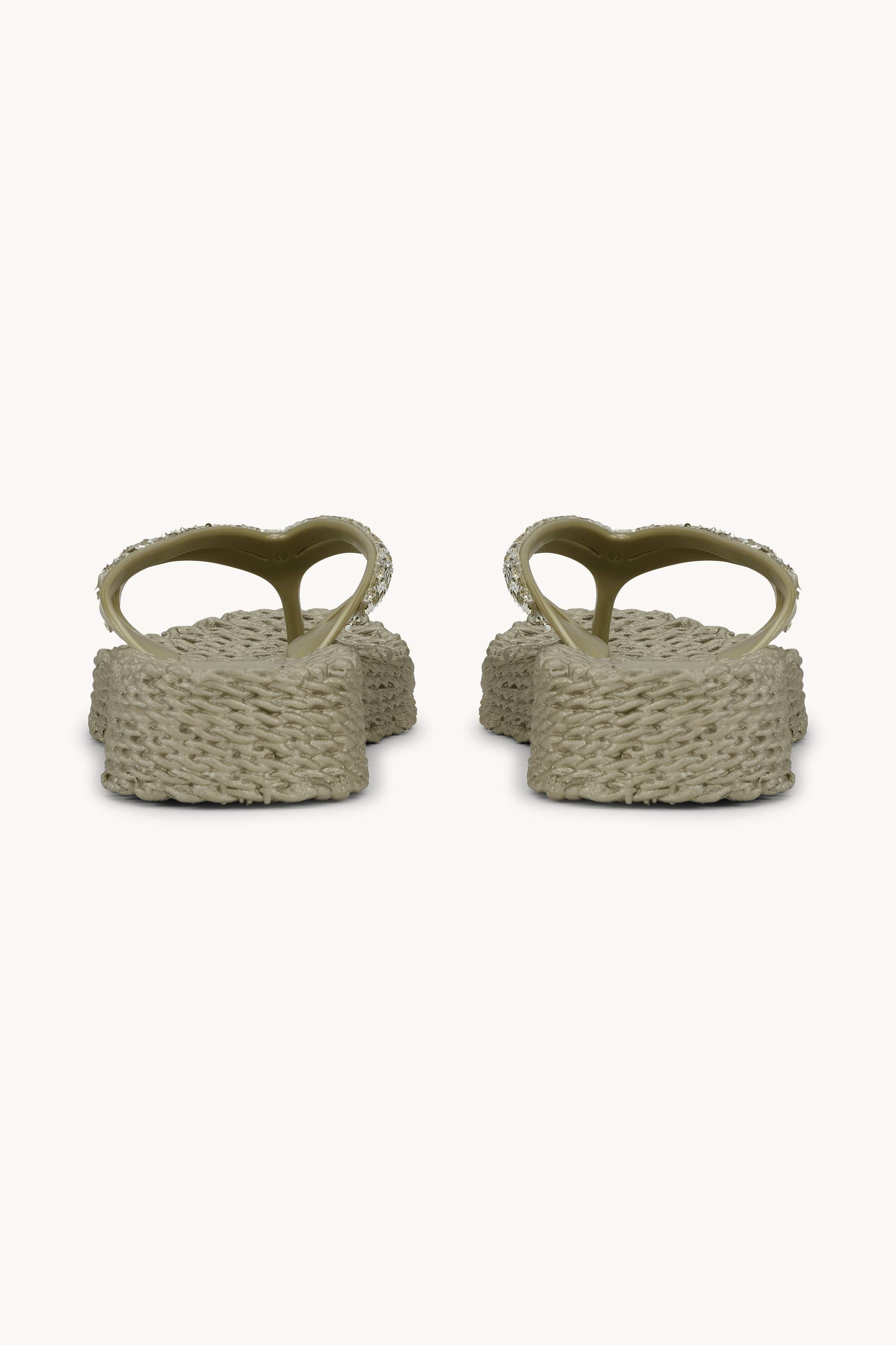 Chanclas con Plataforma Piedras Brillantes - Platin
