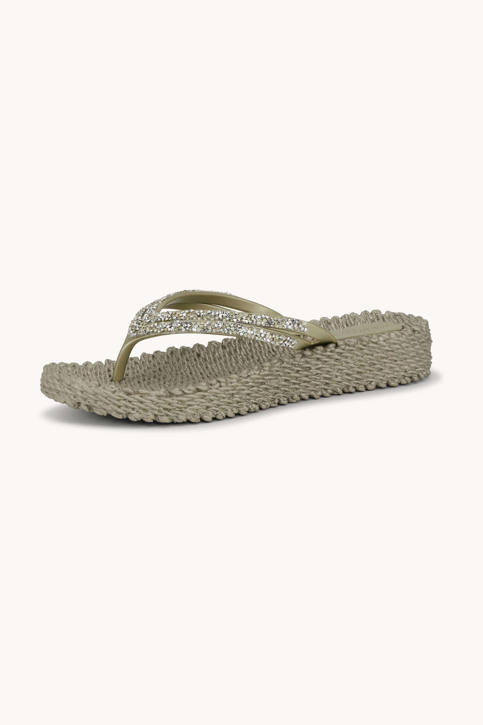 Chanclas con Plataforma Piedras Brillantes - Platin