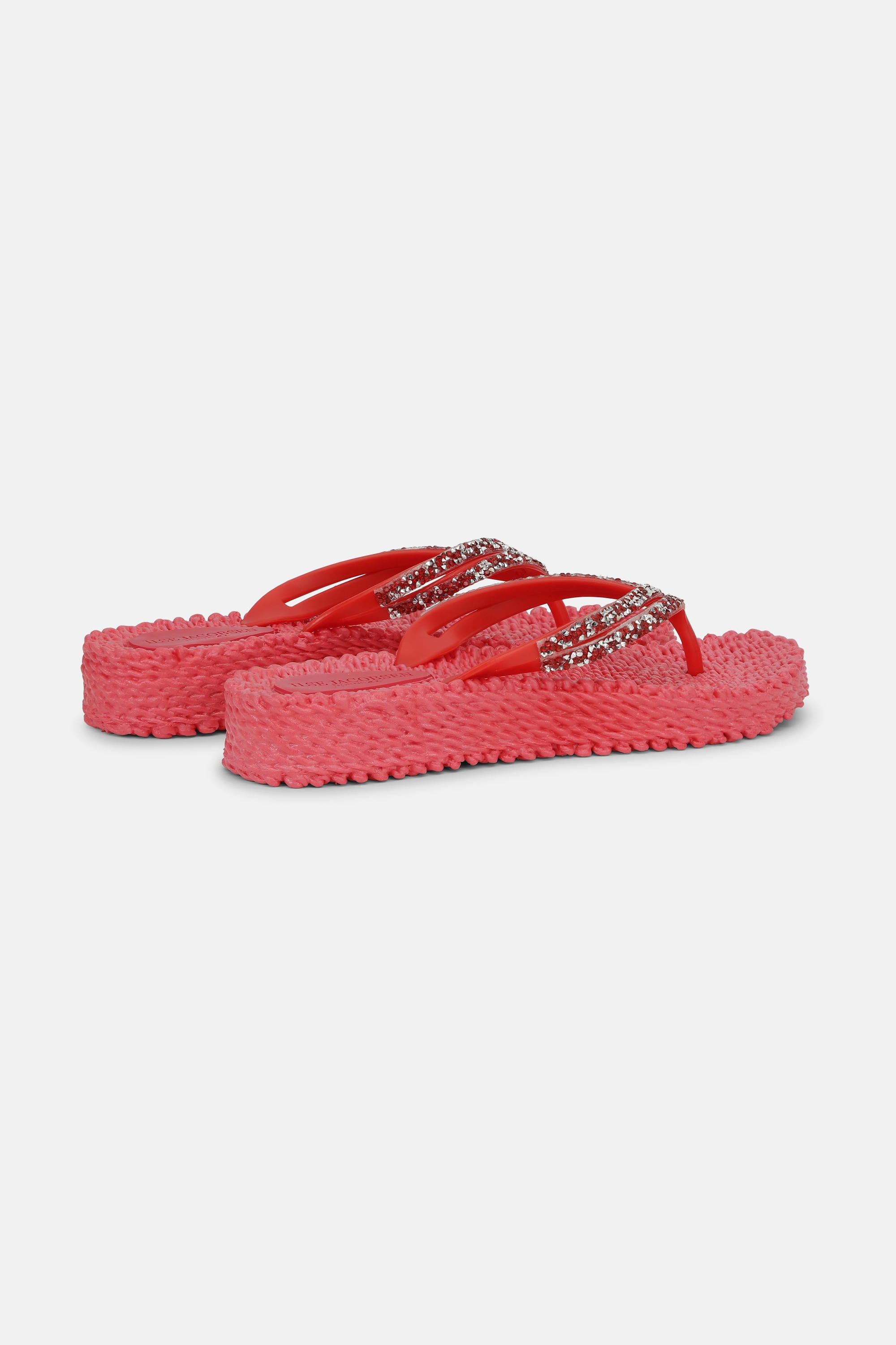 Chanclas con Plataforma Piedras Brillantes - Raspberry