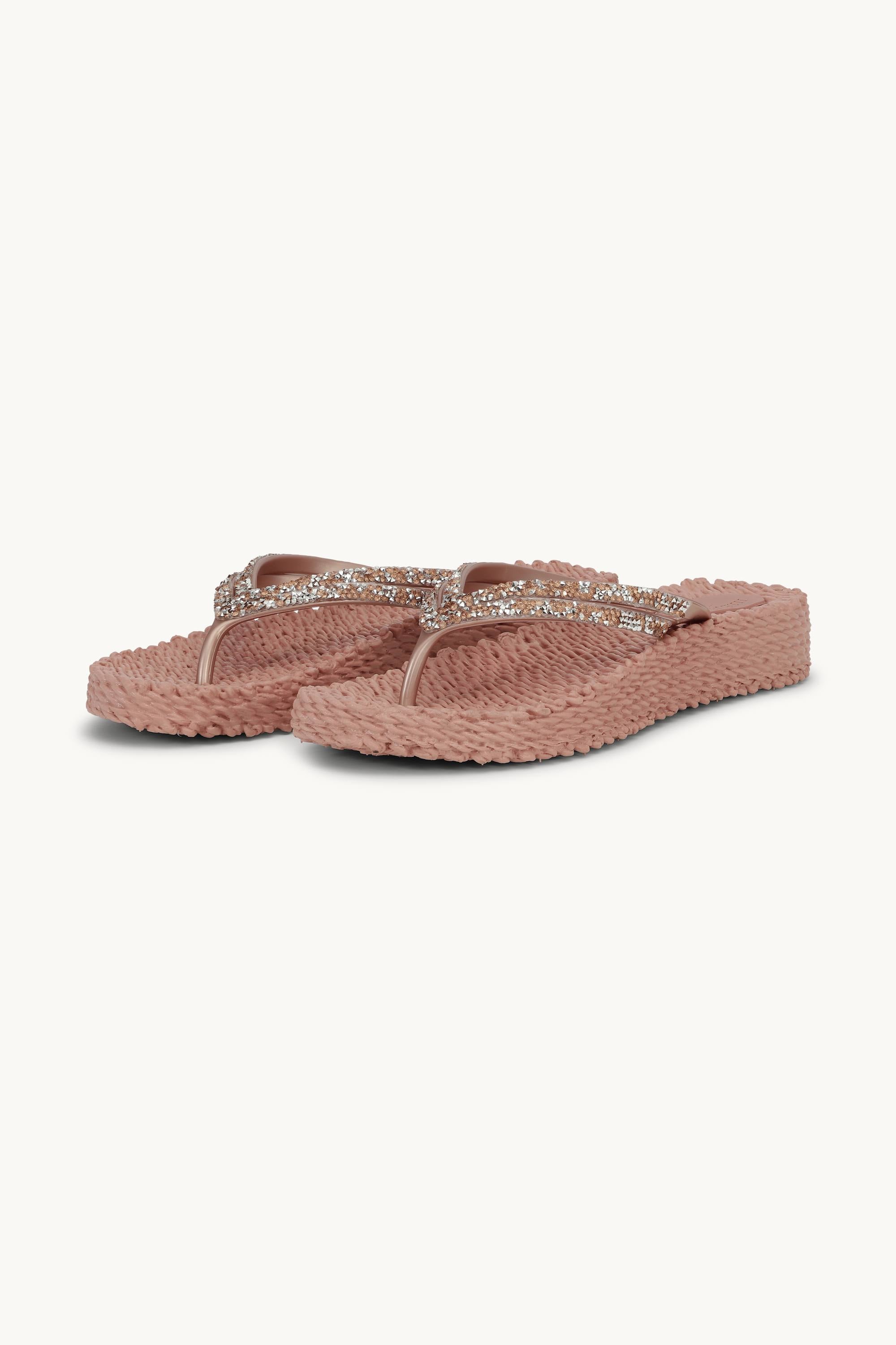 Chanclas con Plataforma Piedras Brillantes - Misty Rose