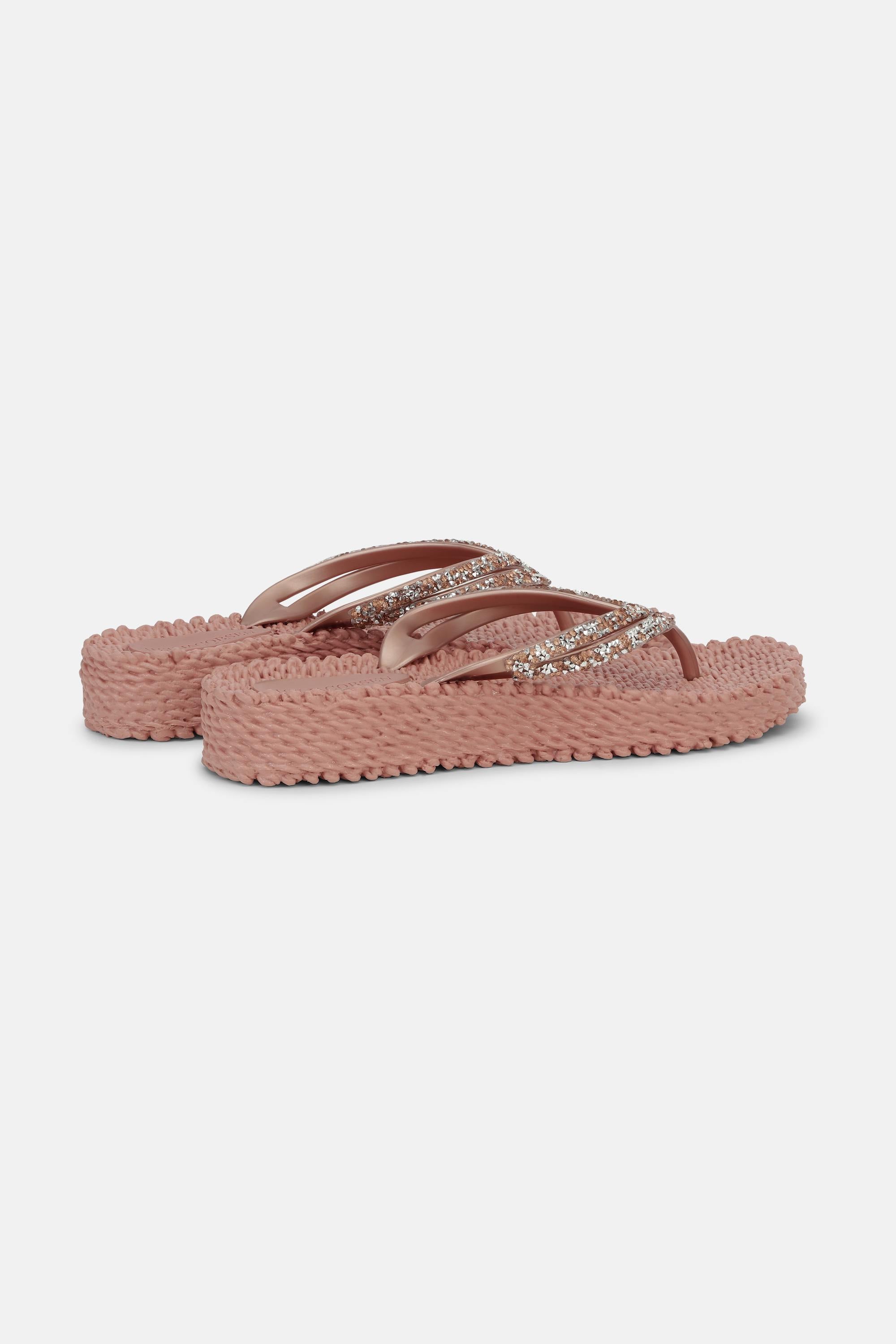Chanclas con Plataforma Piedras Brillantes - Misty Rose