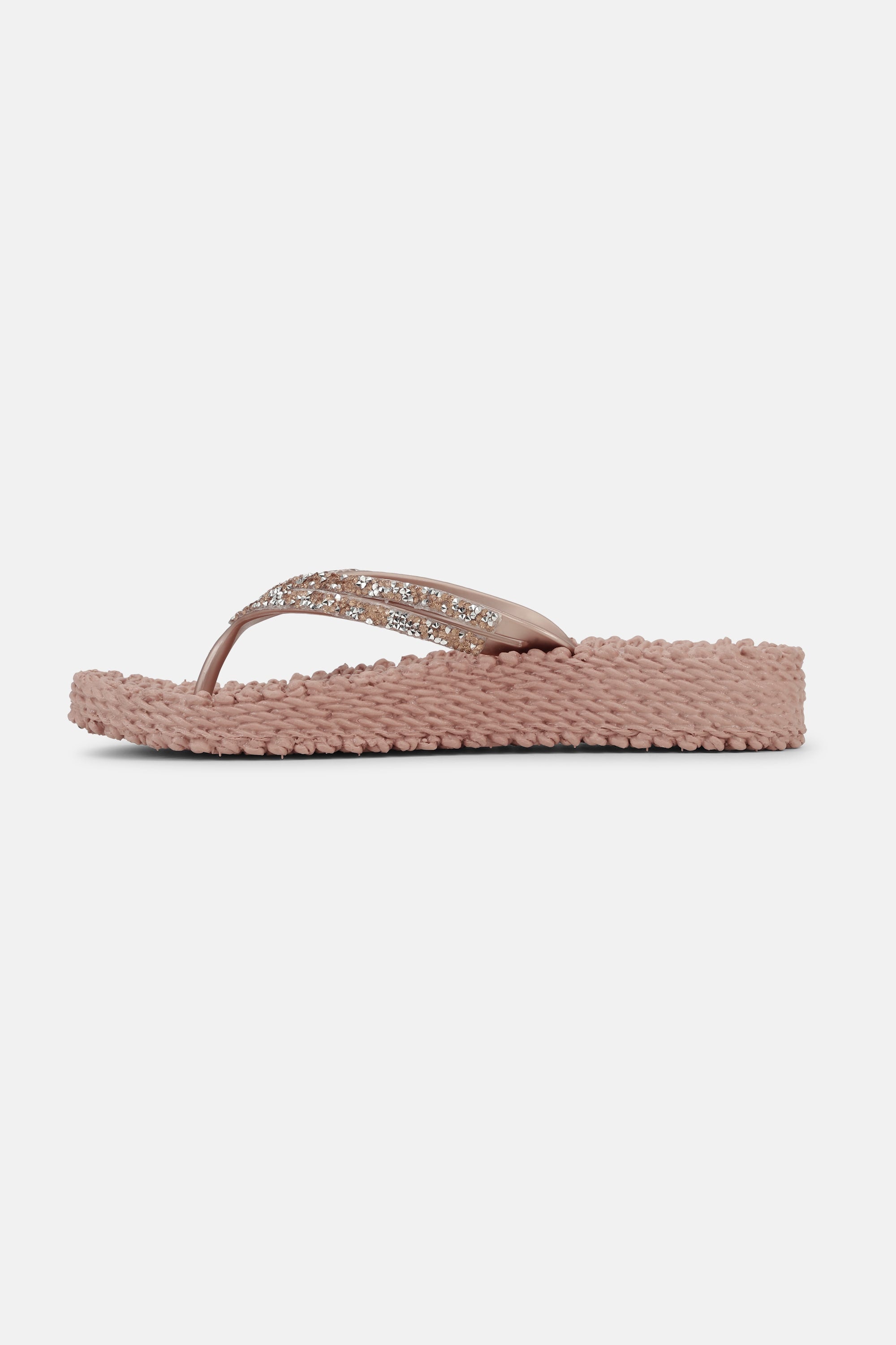 Chanclas con Plataforma Piedras Brillantes - Misty Rose