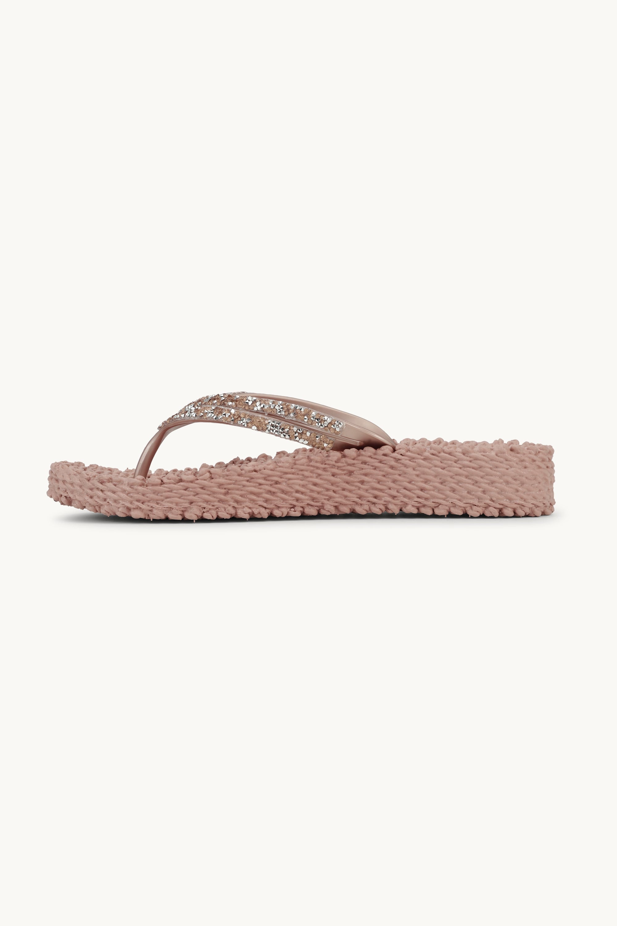 Chanclas con Plataforma Piedras Brillantes - Misty Rose
