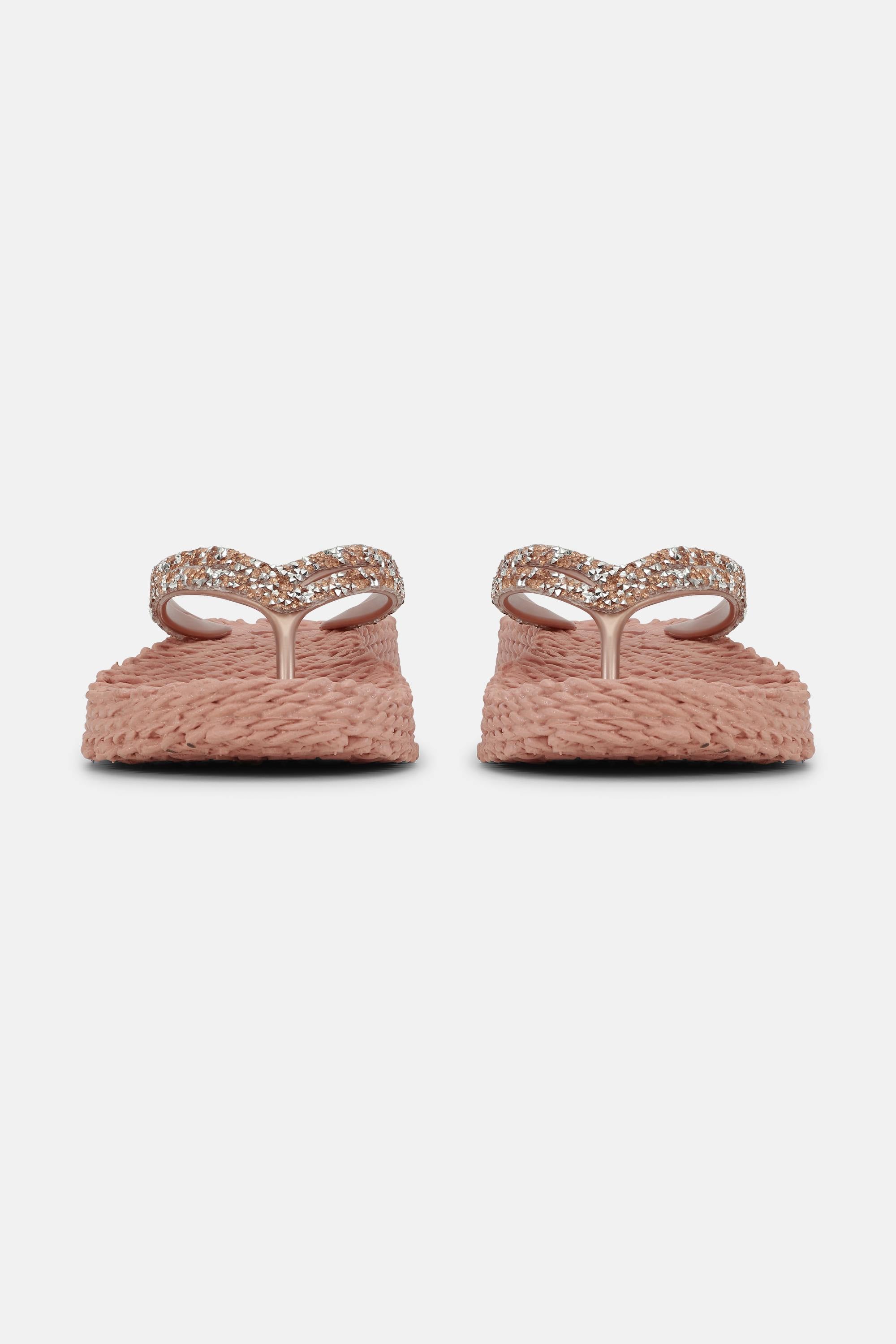 Chanclas con Plataforma Piedras Brillantes - Misty Rose