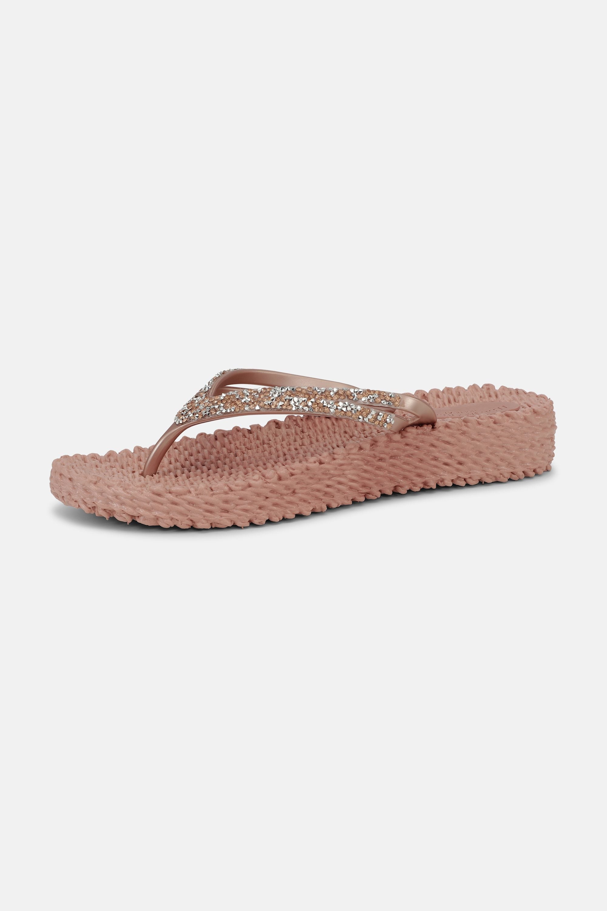 Chanclas con Plataforma Piedras Brillantes - Misty Rose