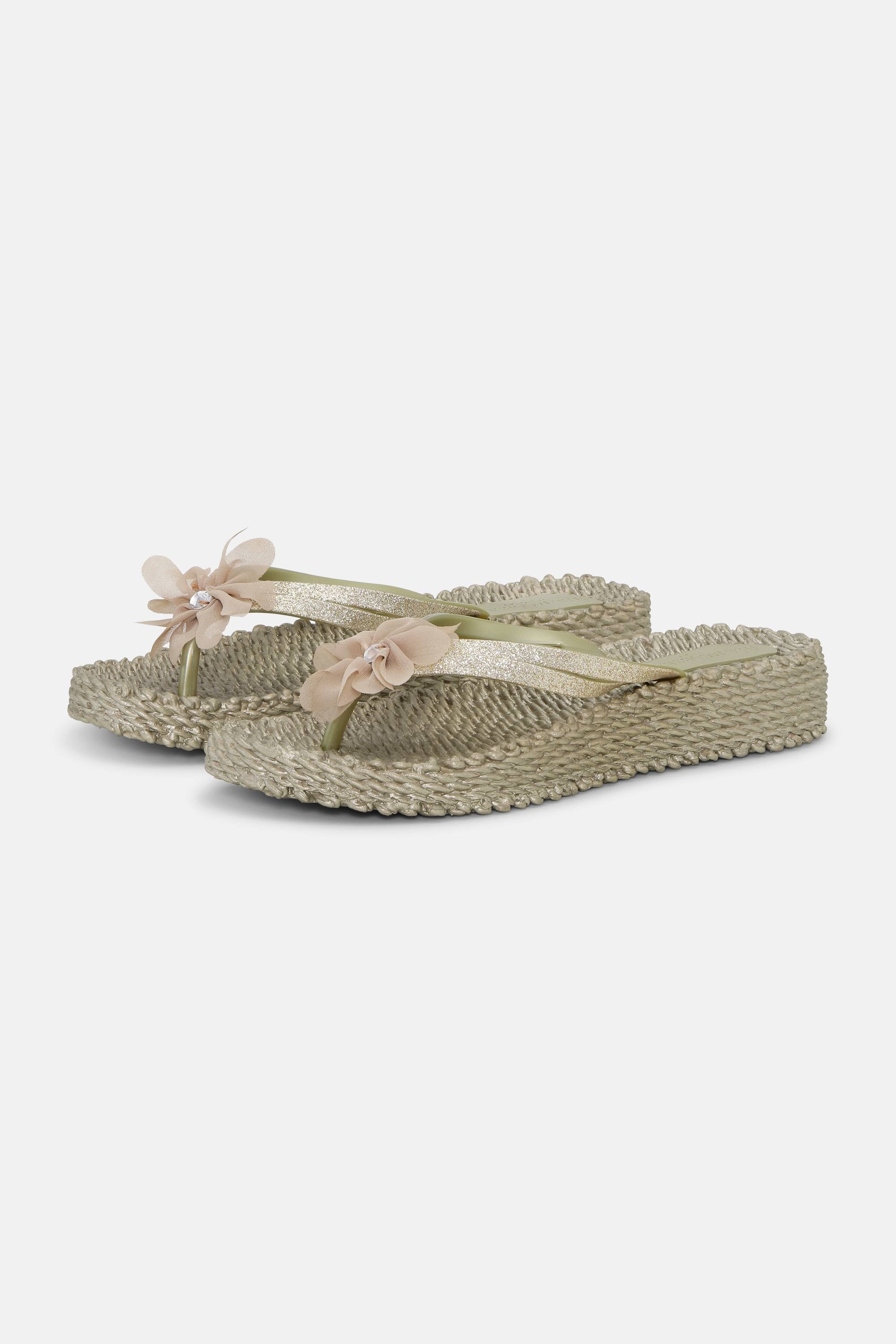 Flip Flops with Flower - Platin