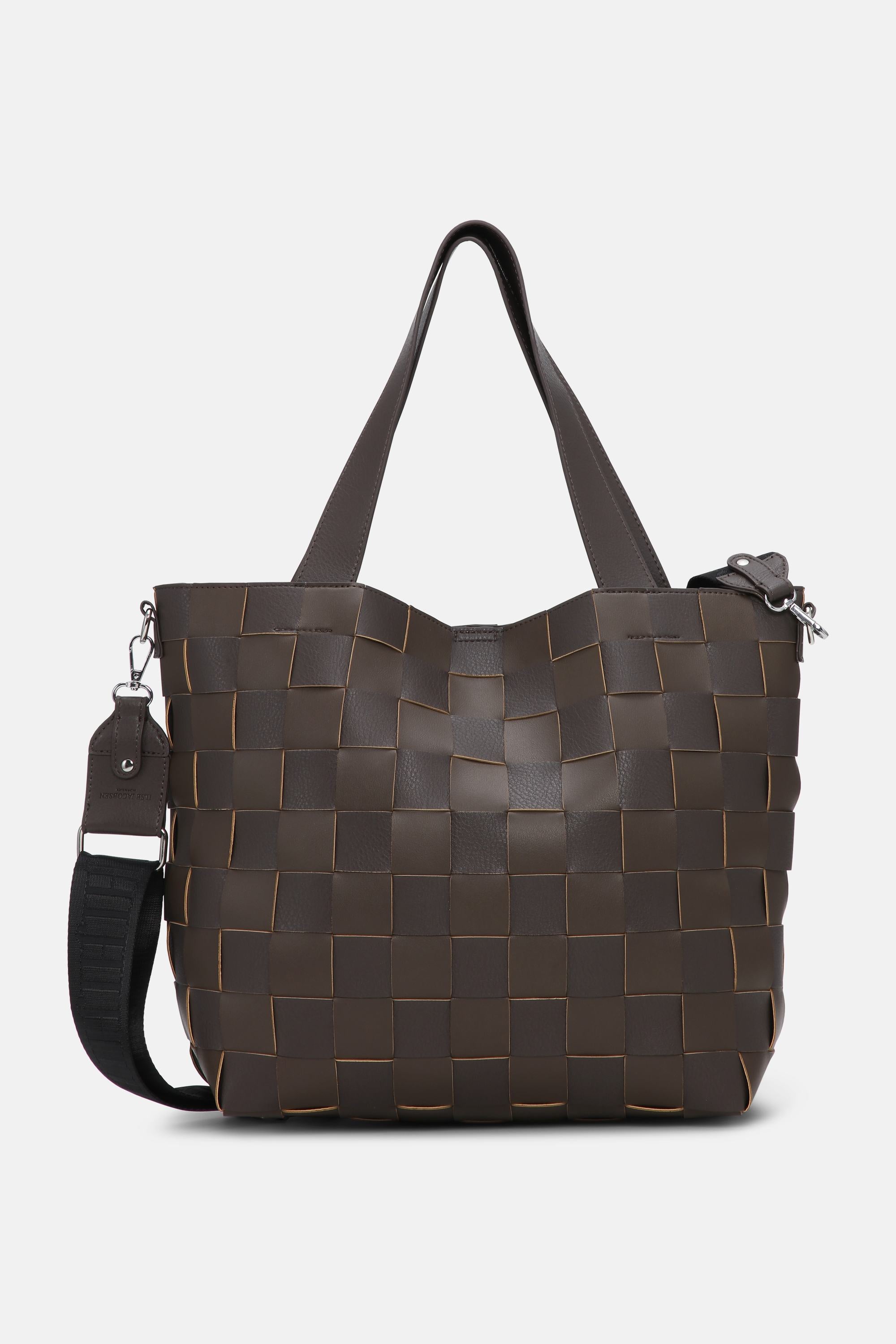 Braided Cross-Body Shopper - Chocolate Brown