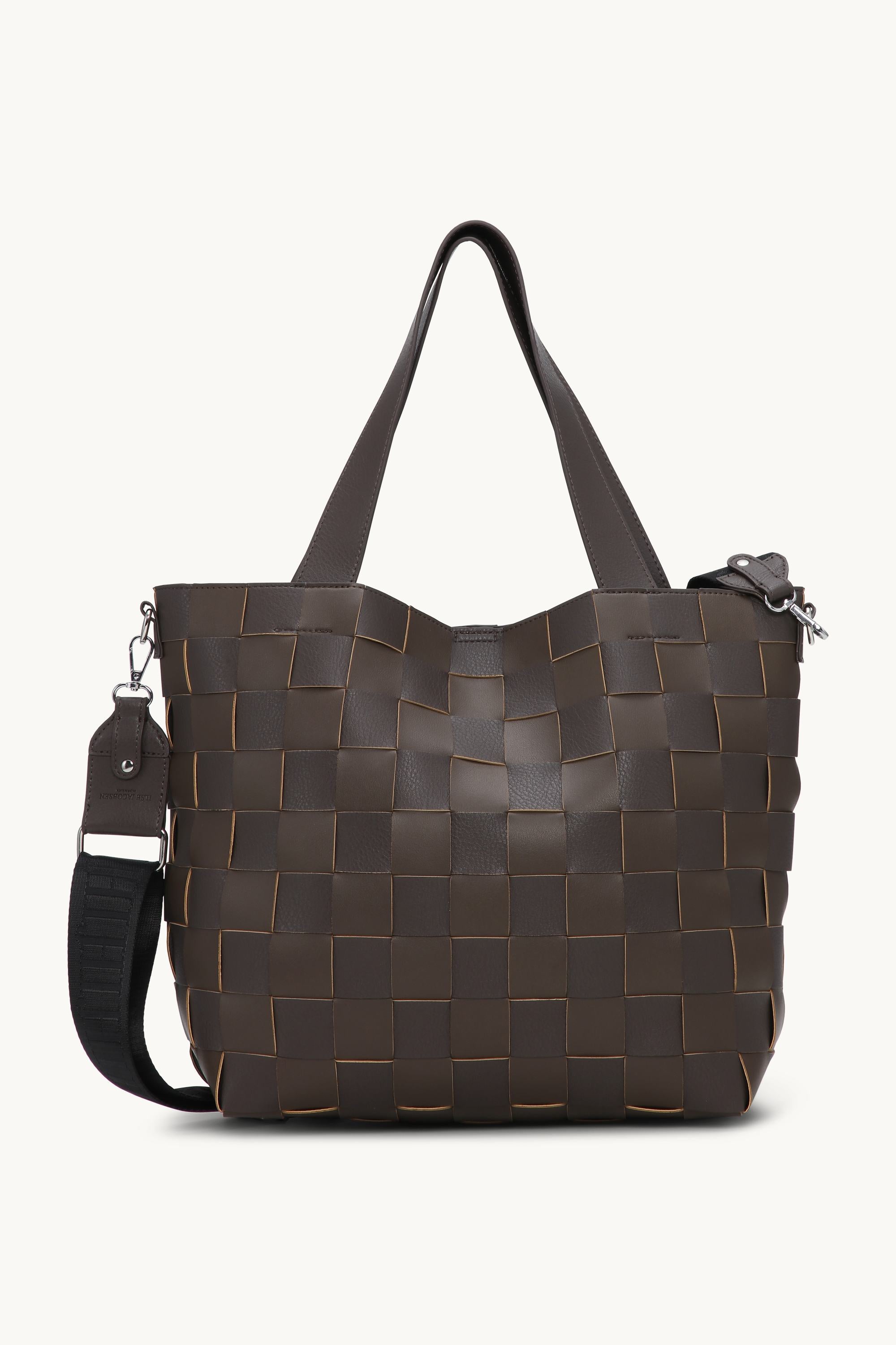 Braided Cross-Body Shopper - Chocolate Brown
