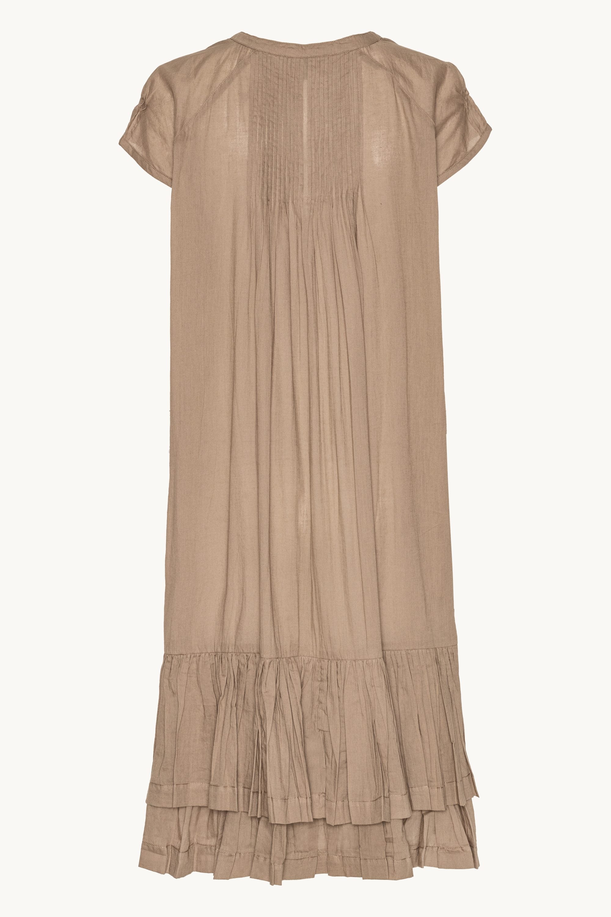 Vestido Largo de Manga Corta - Greige