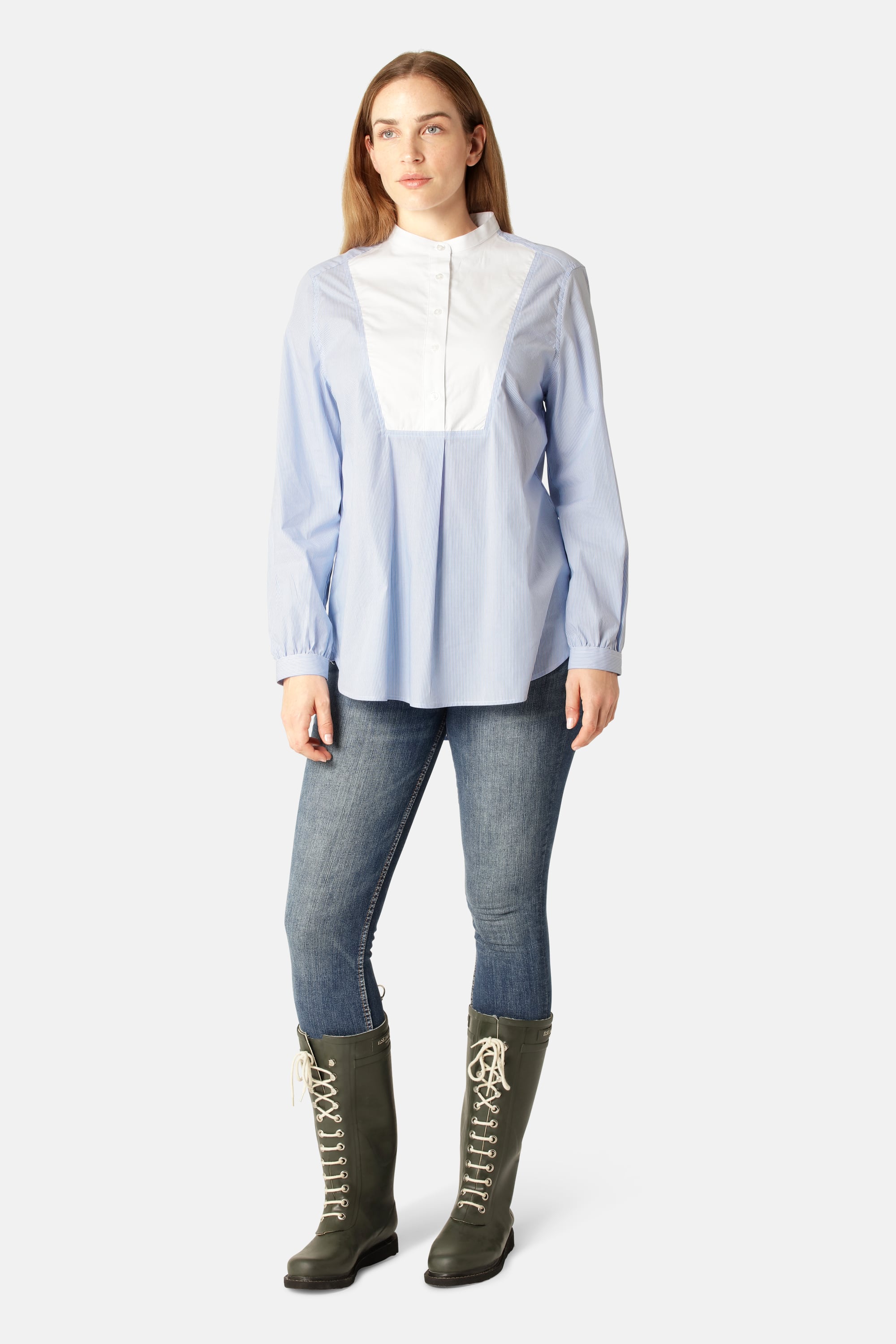 Camisa Clásica Espalda Larga Rayas - Heather