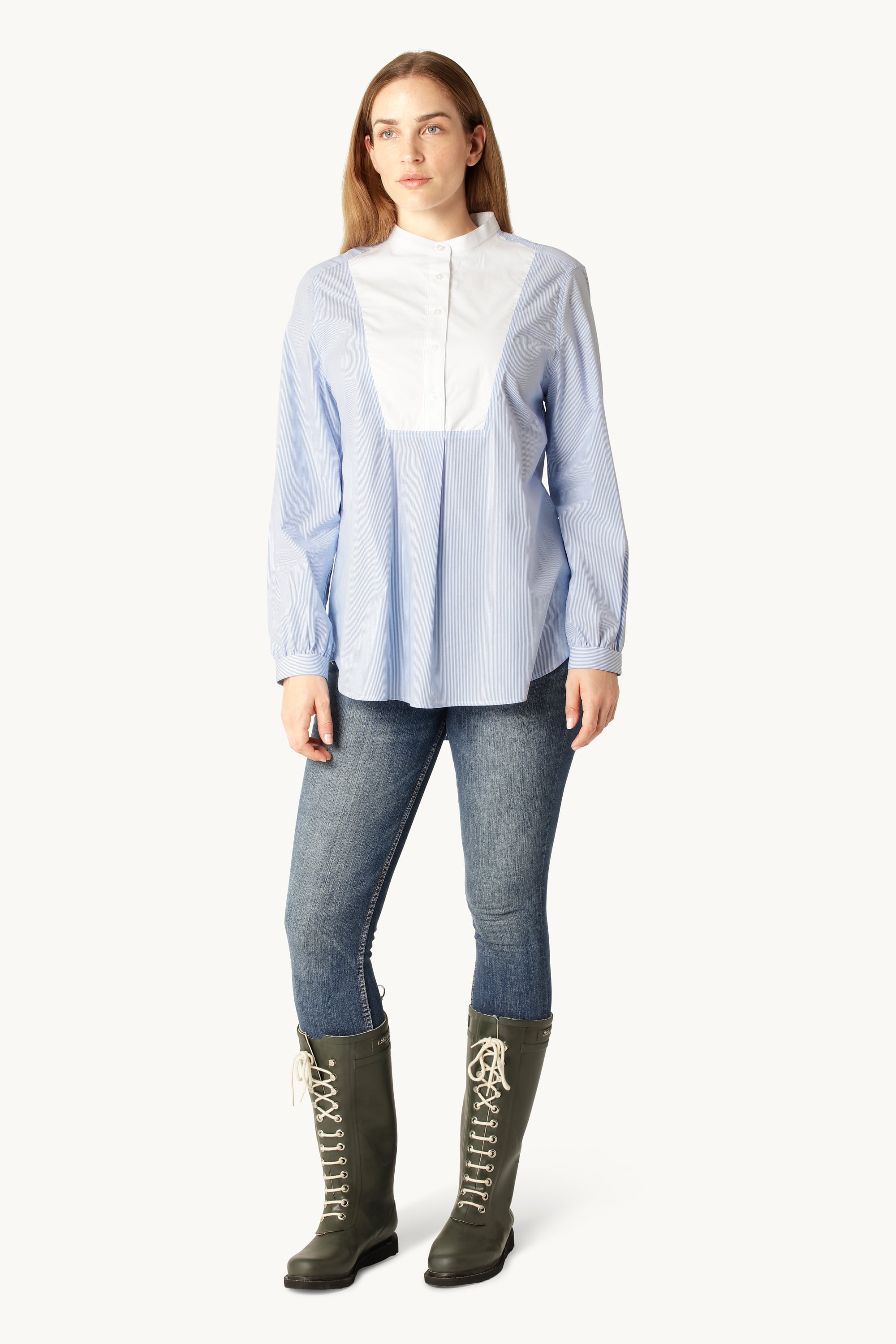 Classic Shirt Long Back Stripes - Heather