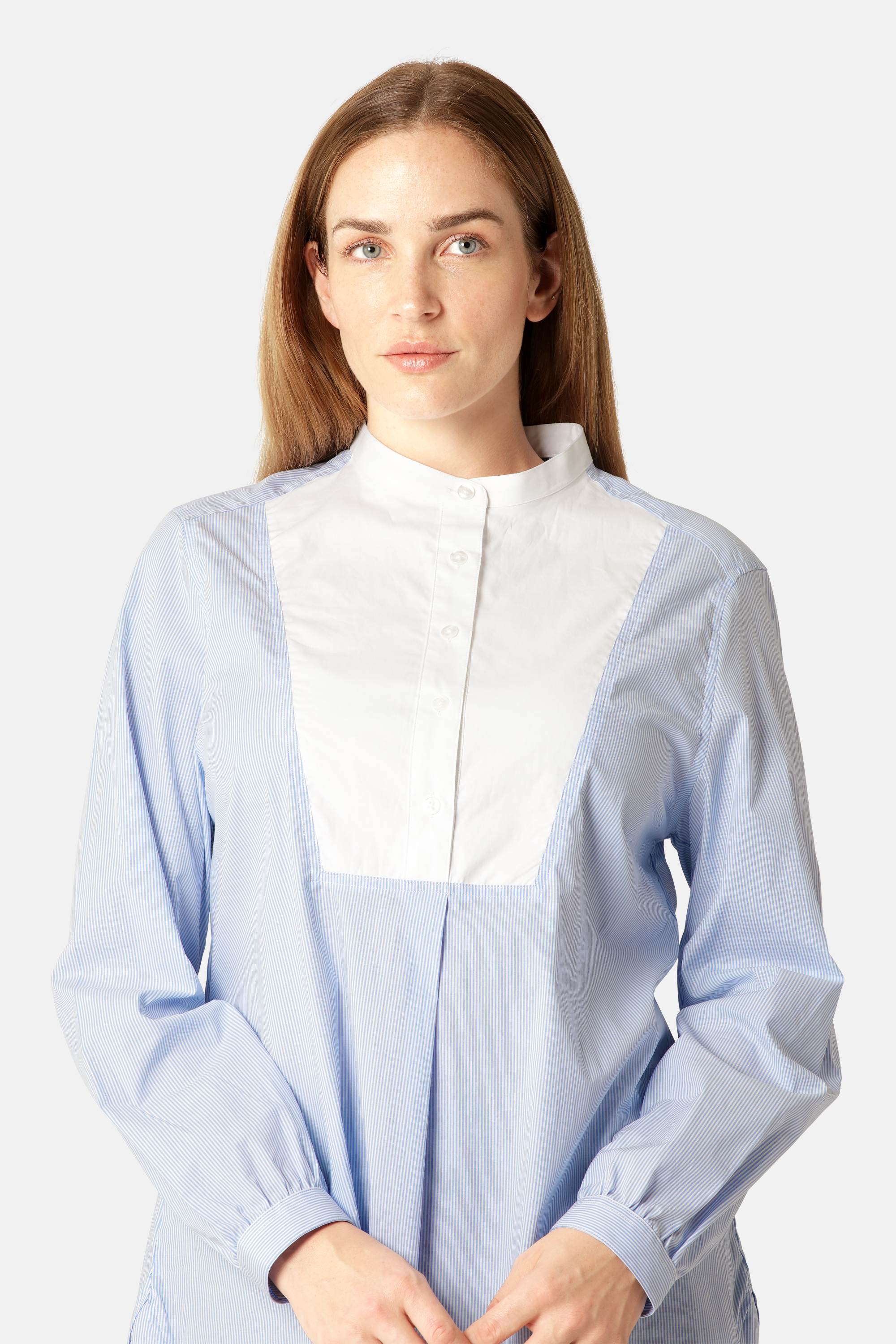 Camisa Clásica Espalda Larga Rayas - Heather