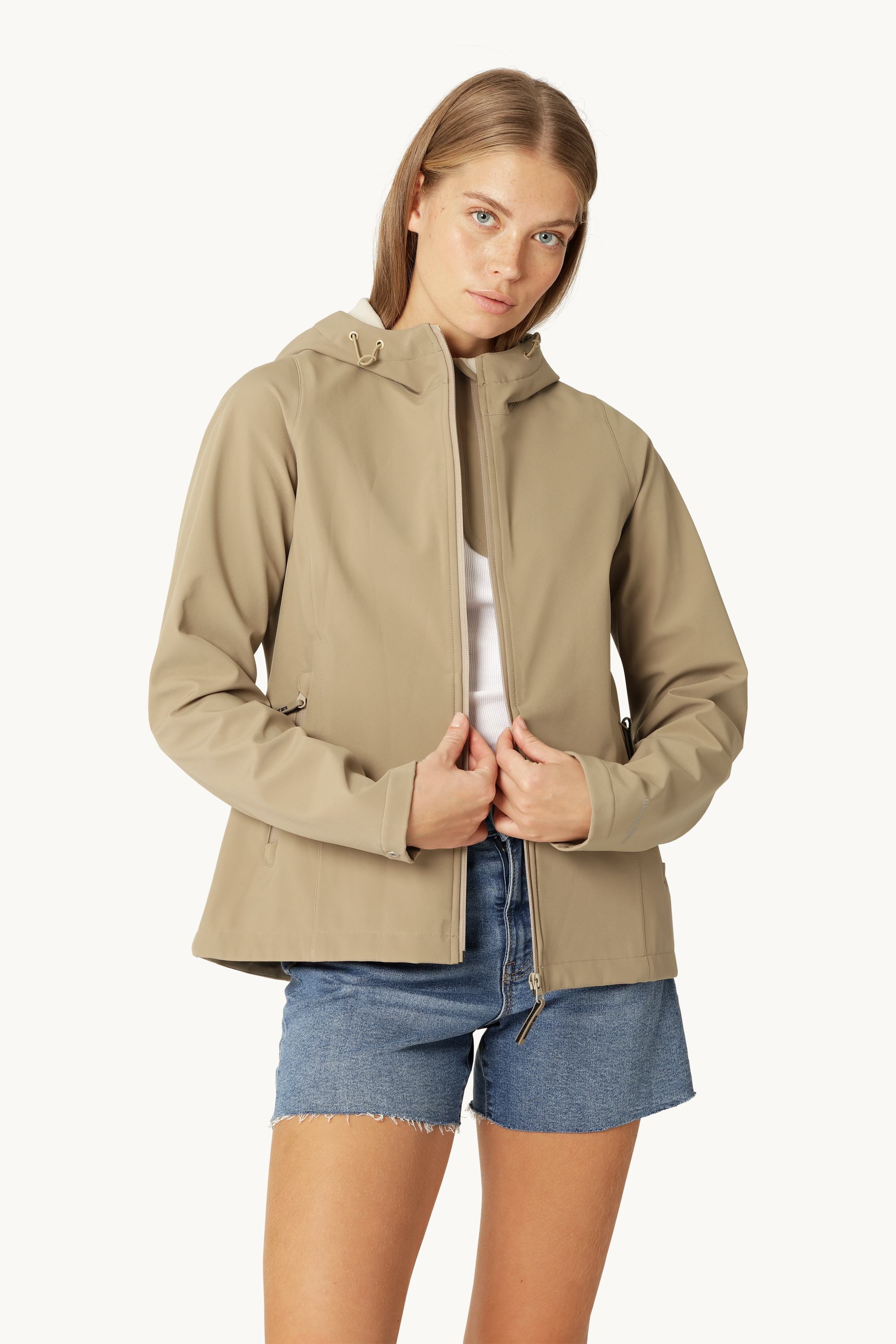 Short Softshell Raincoat - Greige