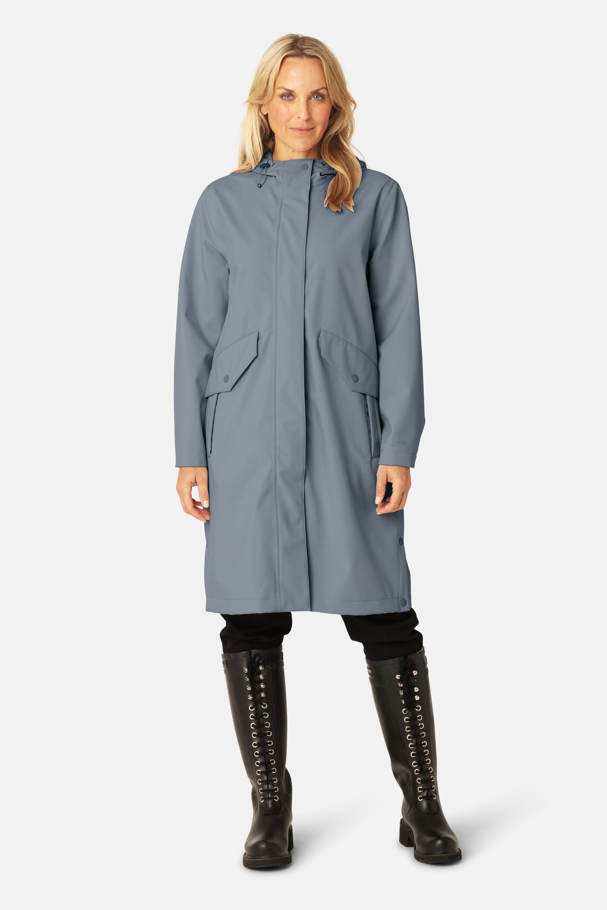 Long Softshell Raincoat - Grey Blue