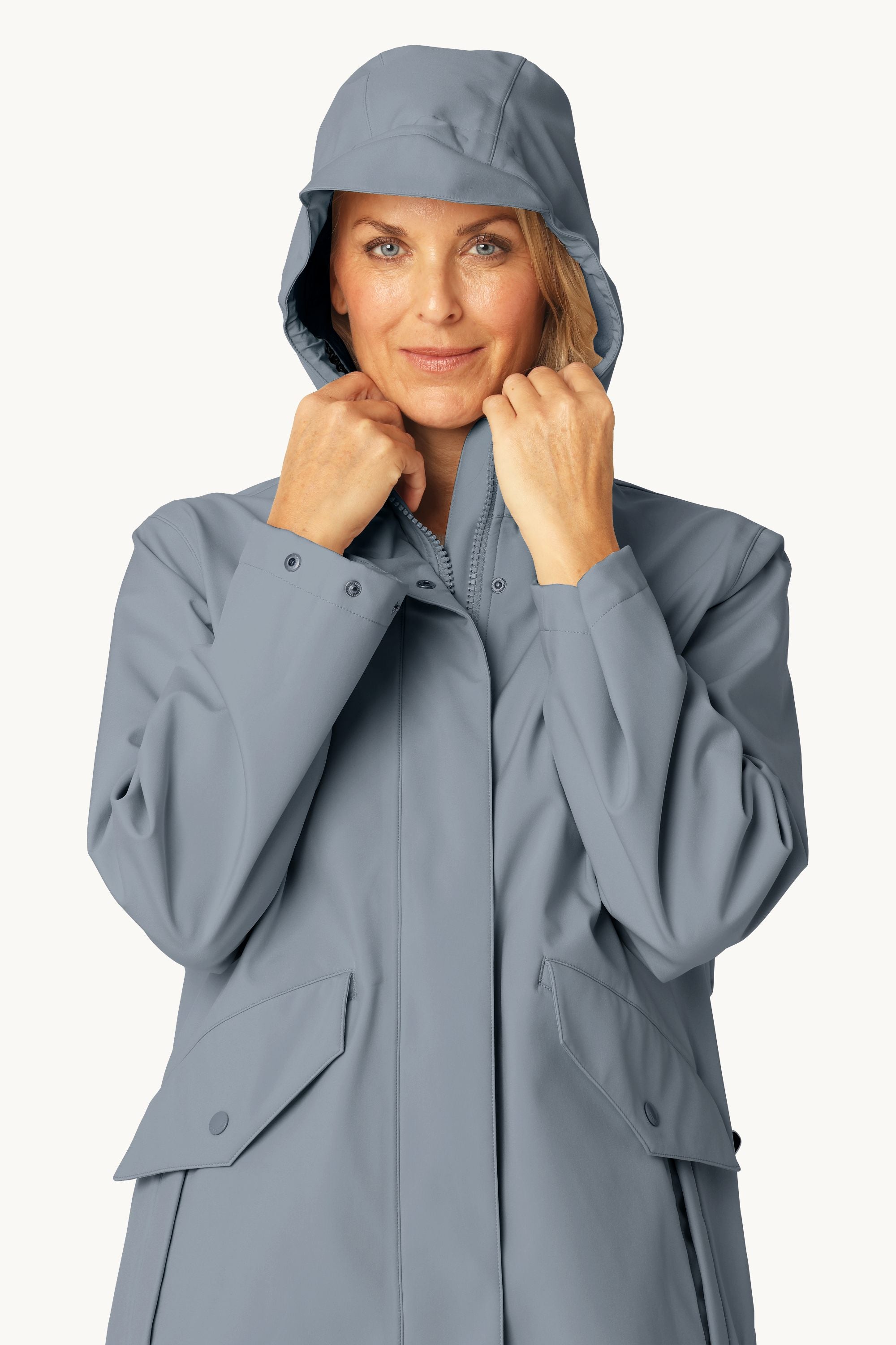 Long Softshell Raincoat - Grey Blue