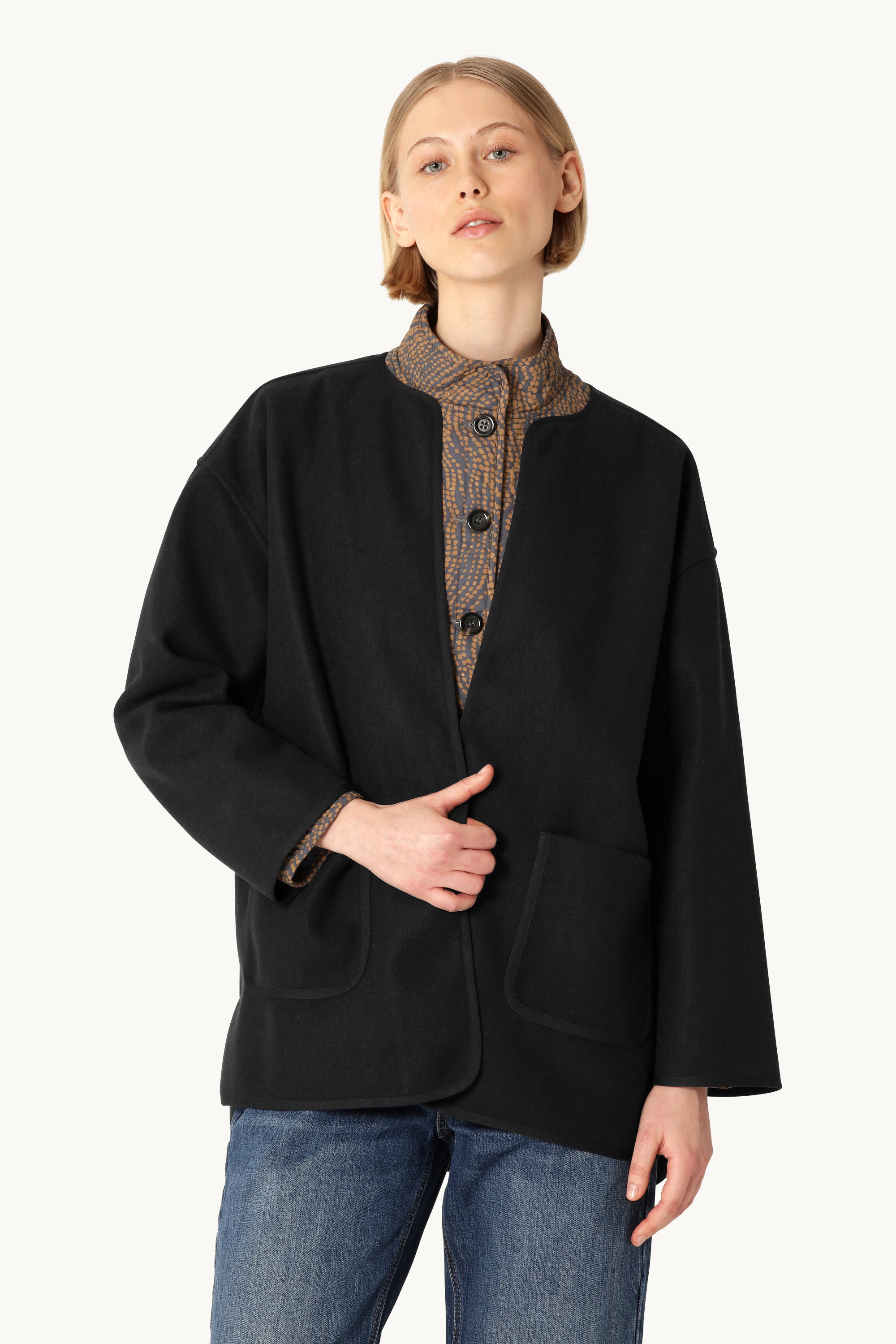 Chaqueta Casual Afieltrada - Black