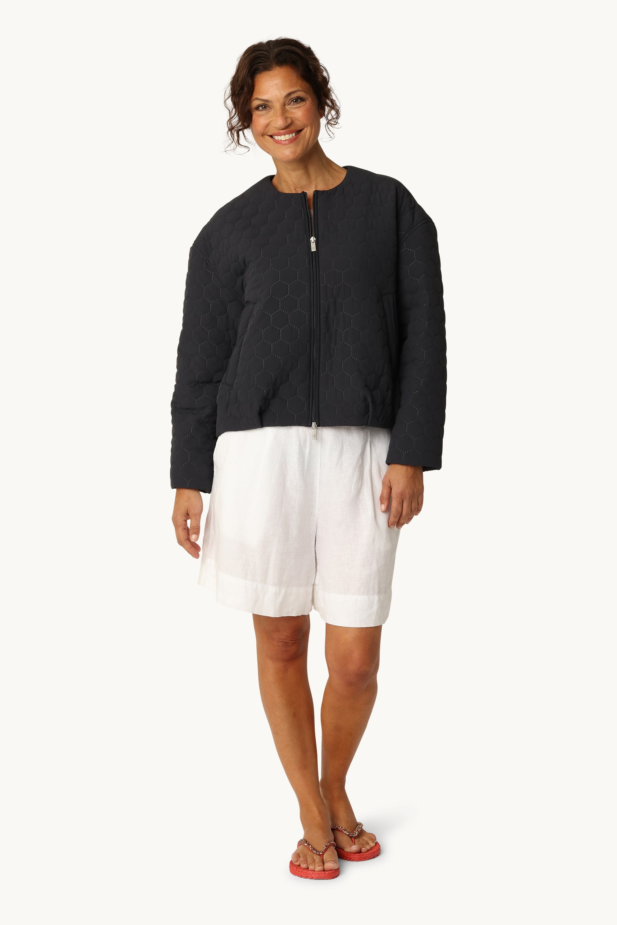 Short Quilted Jacket - Dark Indigo