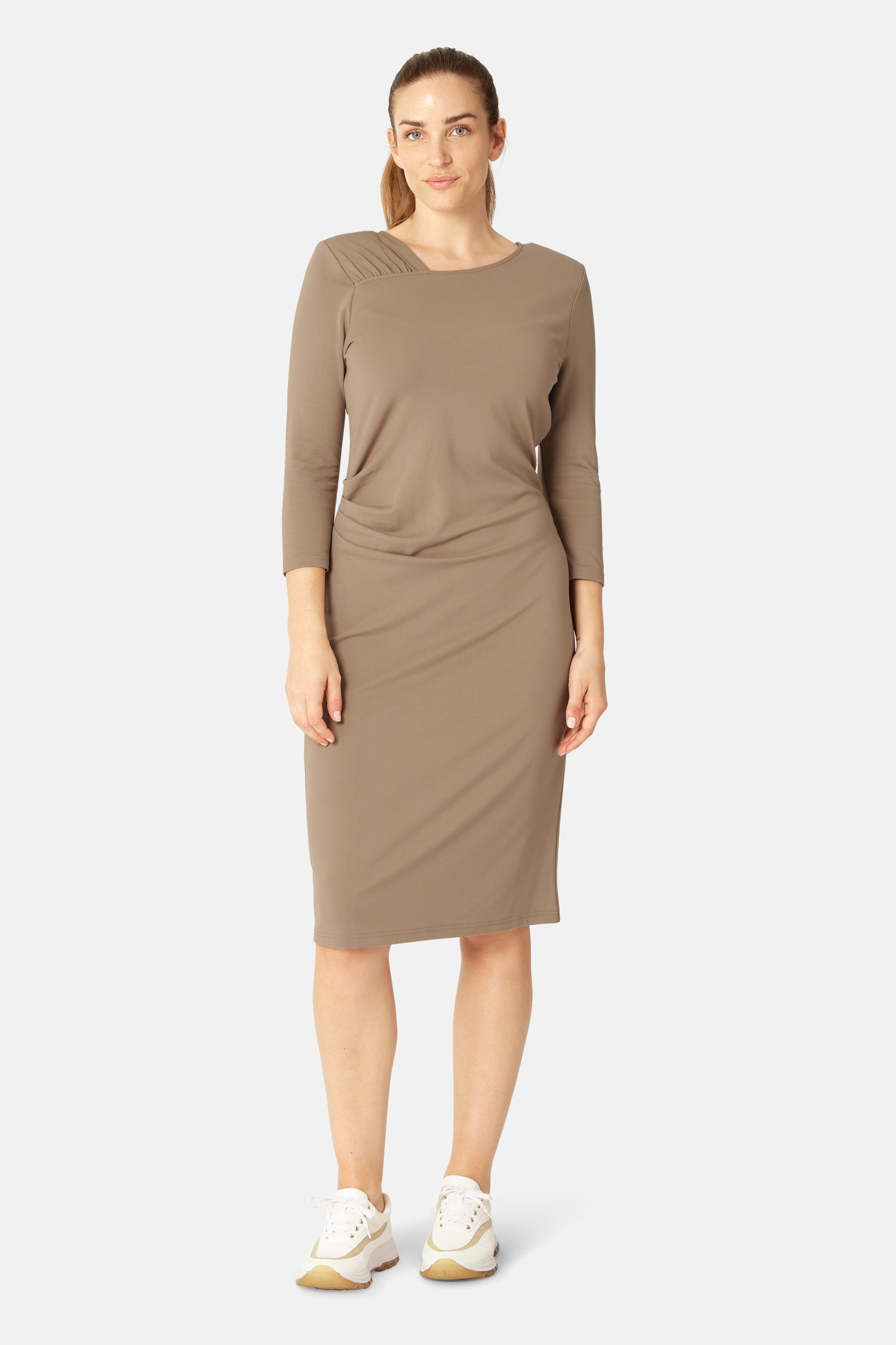 Dress With Pleats - Greige