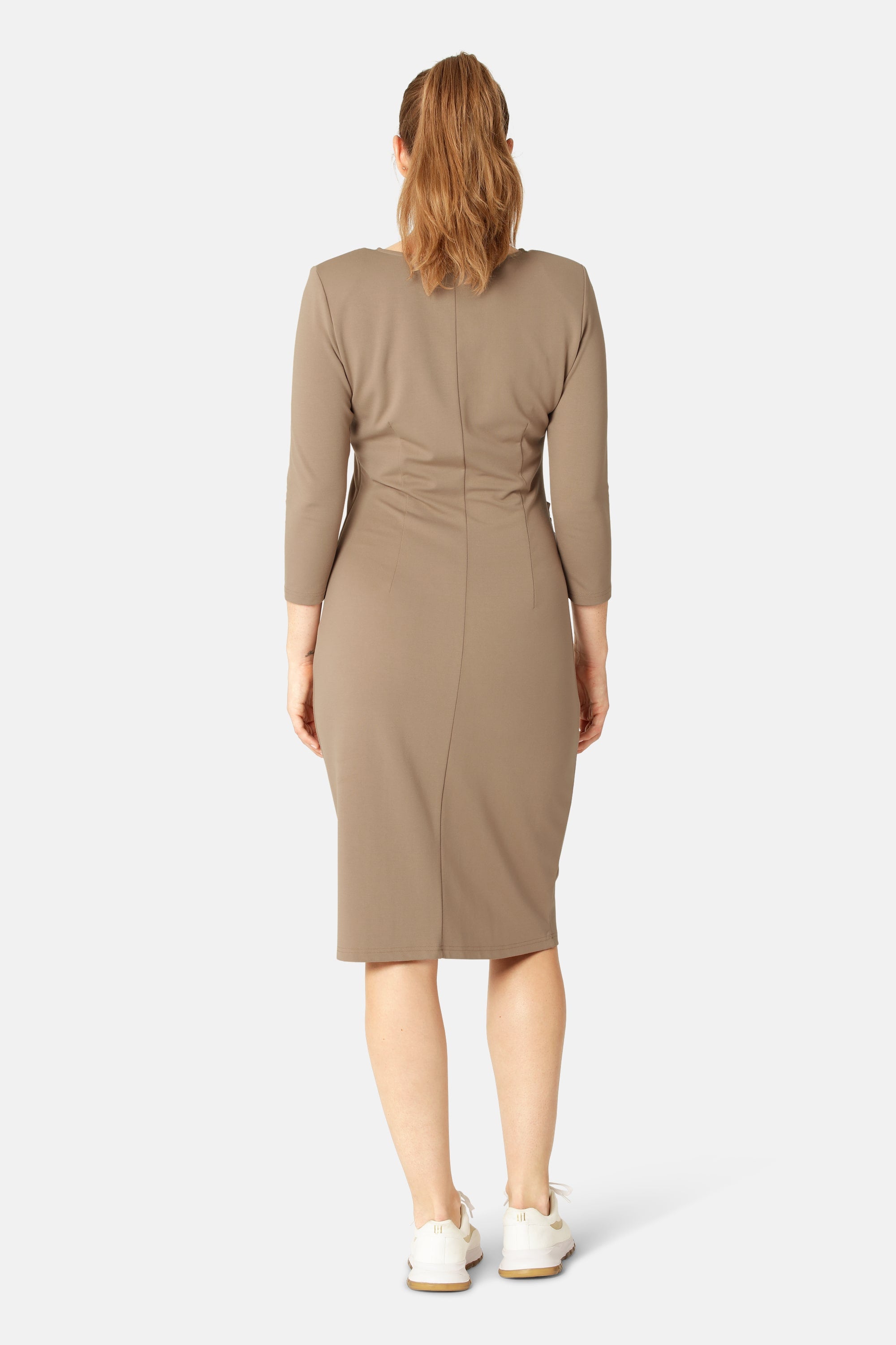 Vestido con Pliegues - Greige