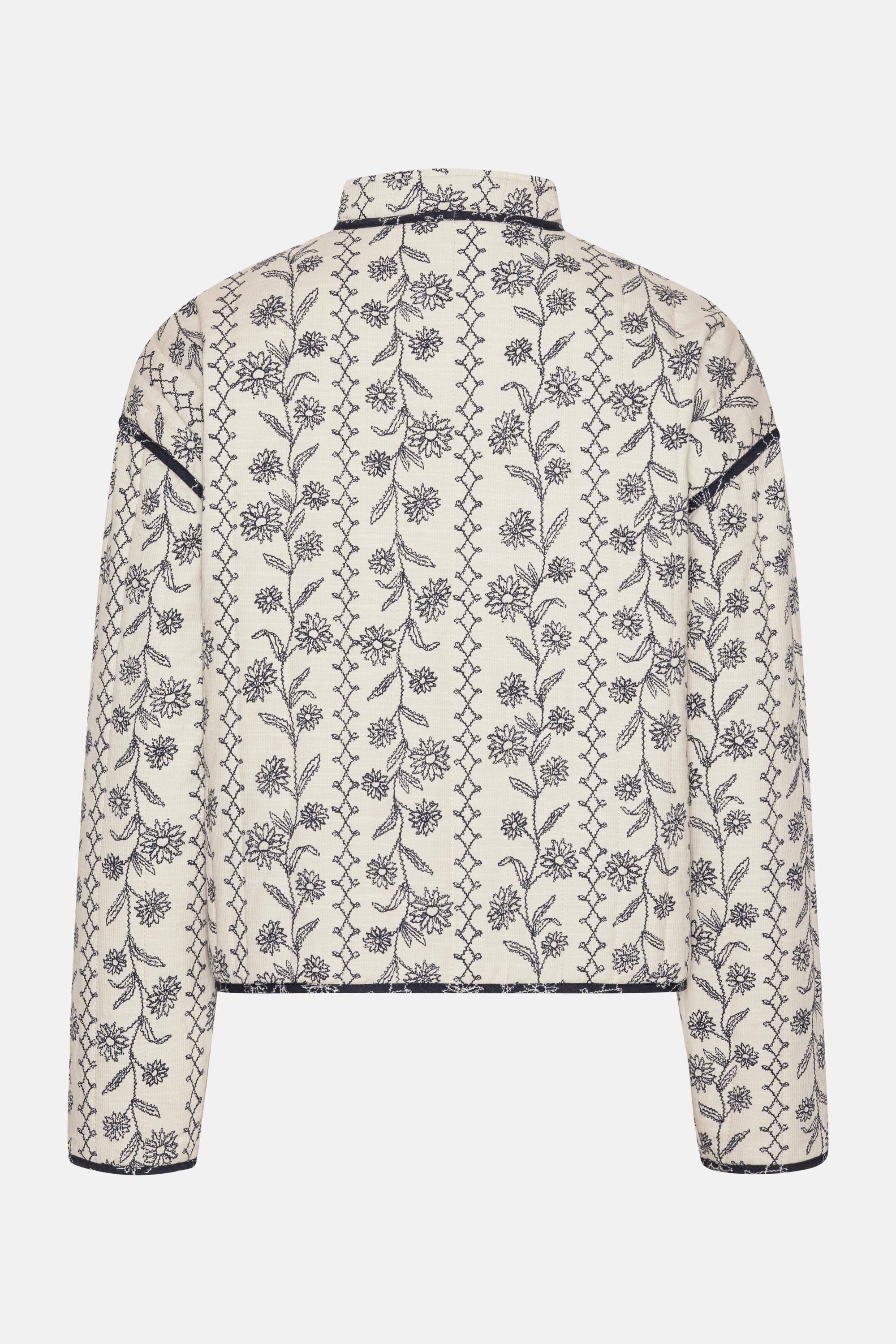 Short Padded Jacket - White Wildflower