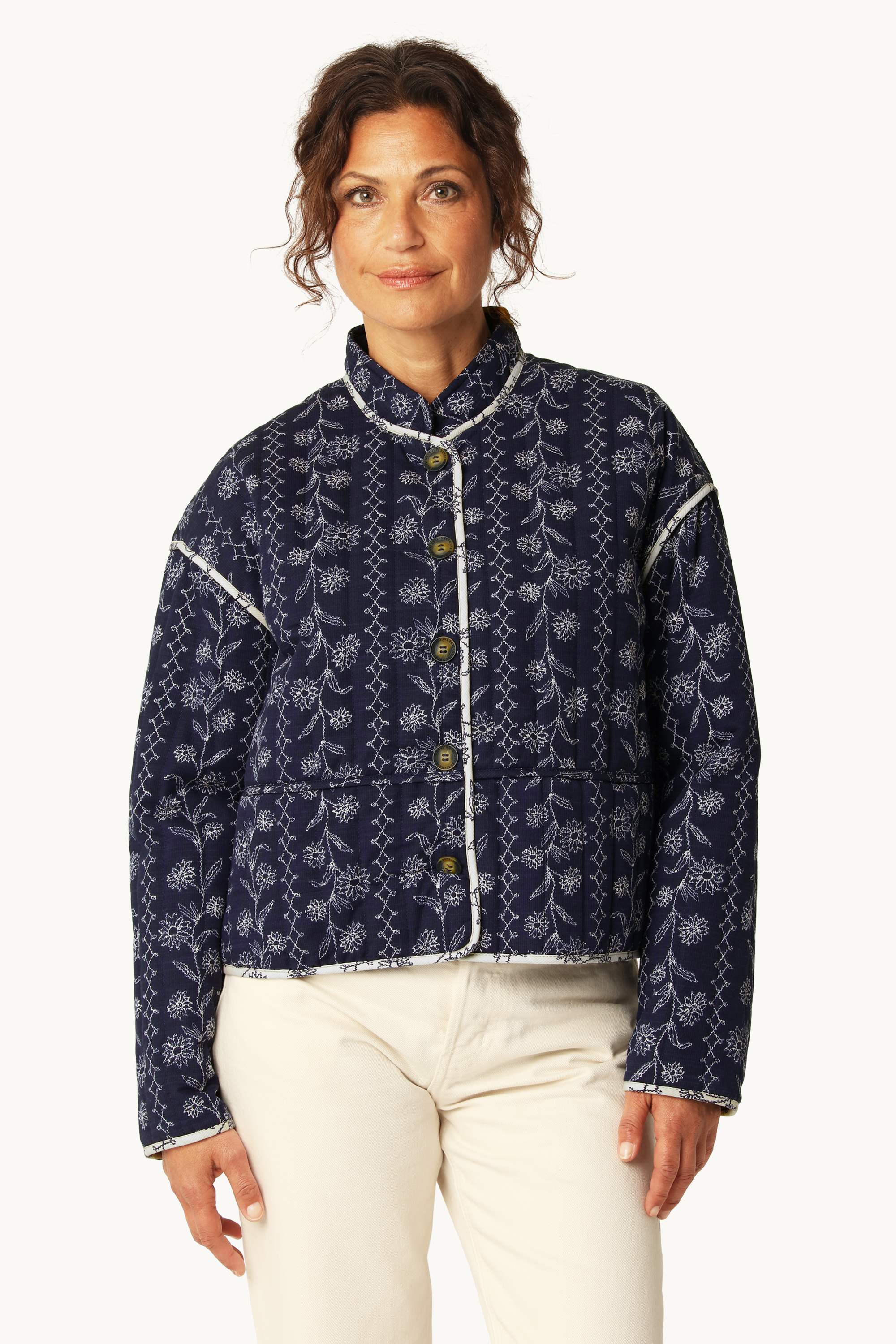 Short Padded Jacket - Dark Wildflower