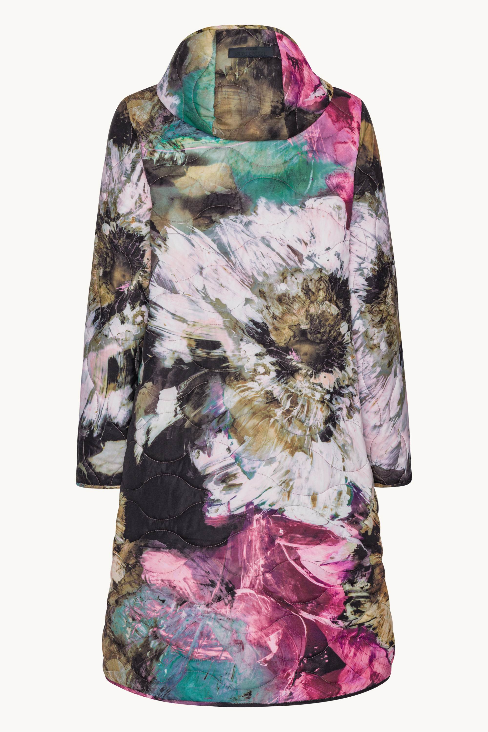 Abrigo Largo Acolchado - Artistic Flower Print