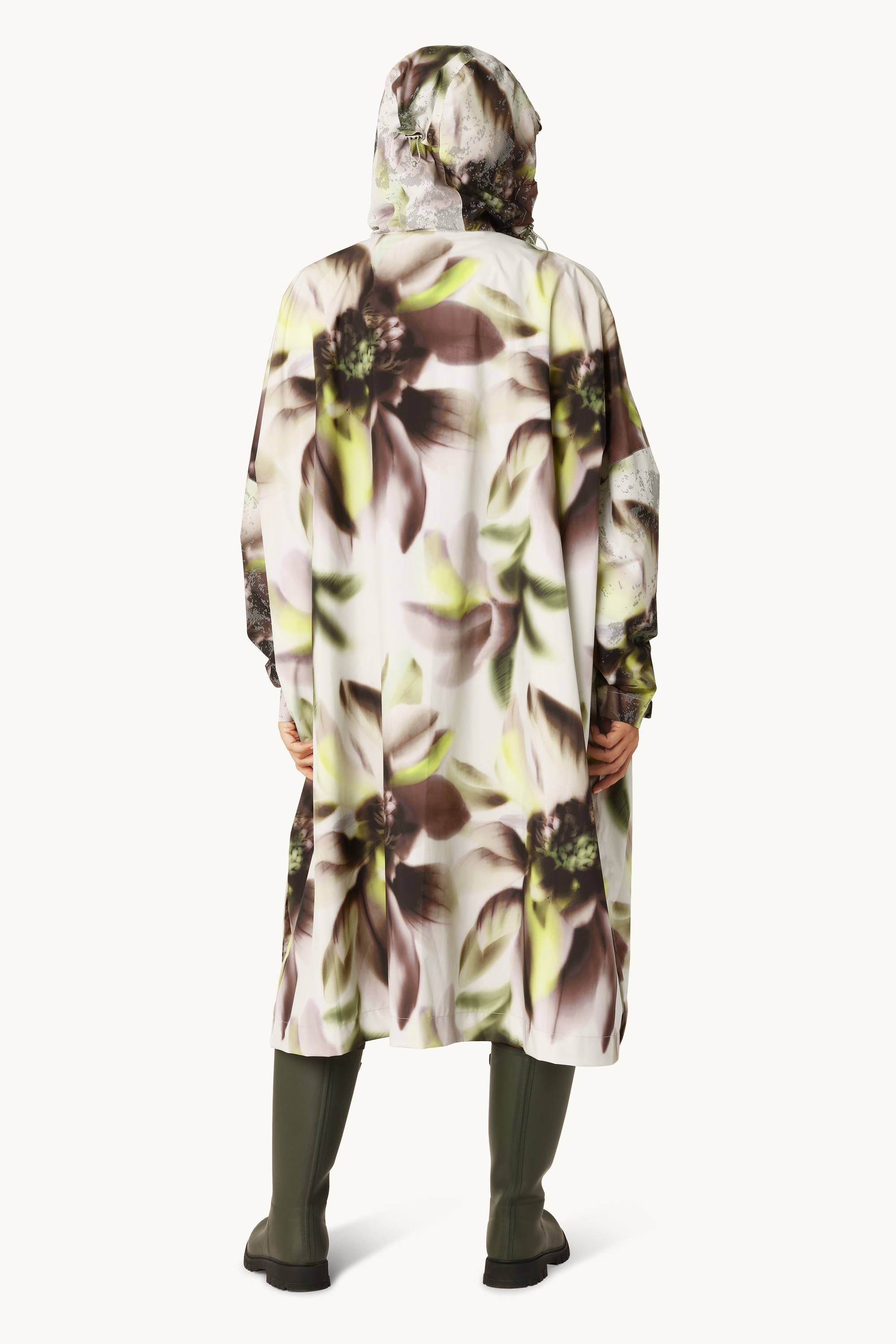 Poncho Raincoat - Light Photoristic Flower