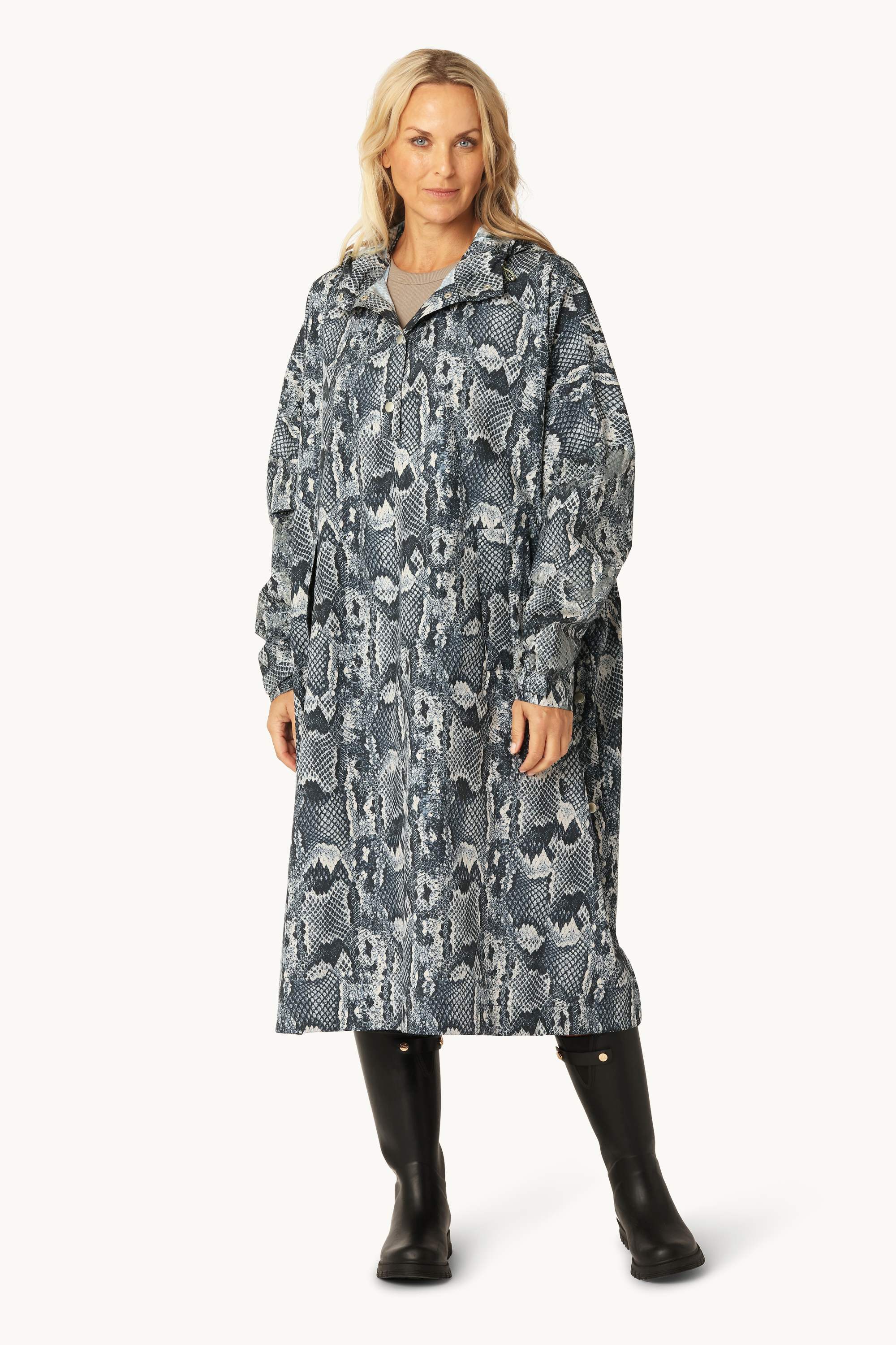 Poncho Raincoat - Dark Blue Snake