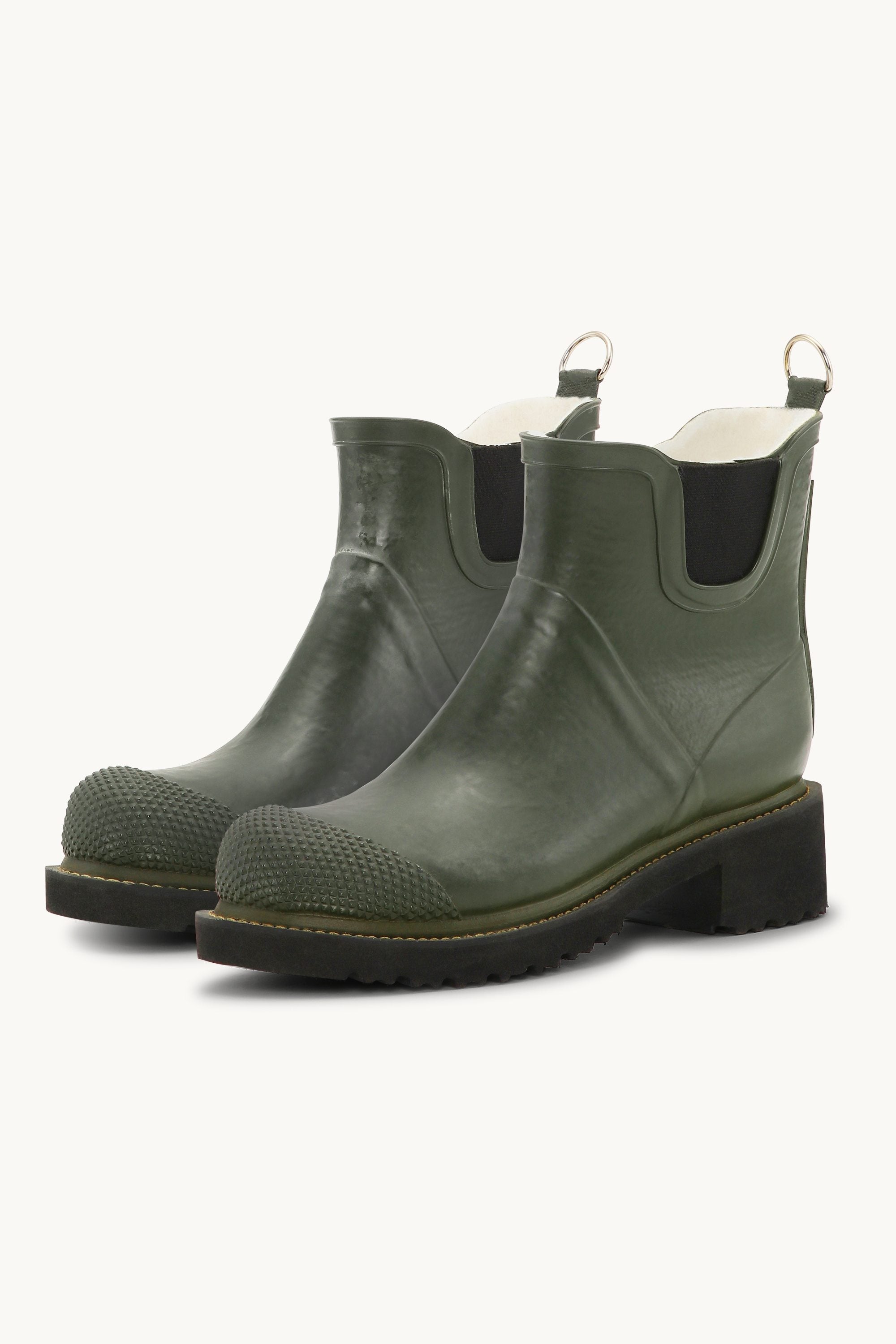 Botas Cortas De Goma Con Tacón Alto - Army