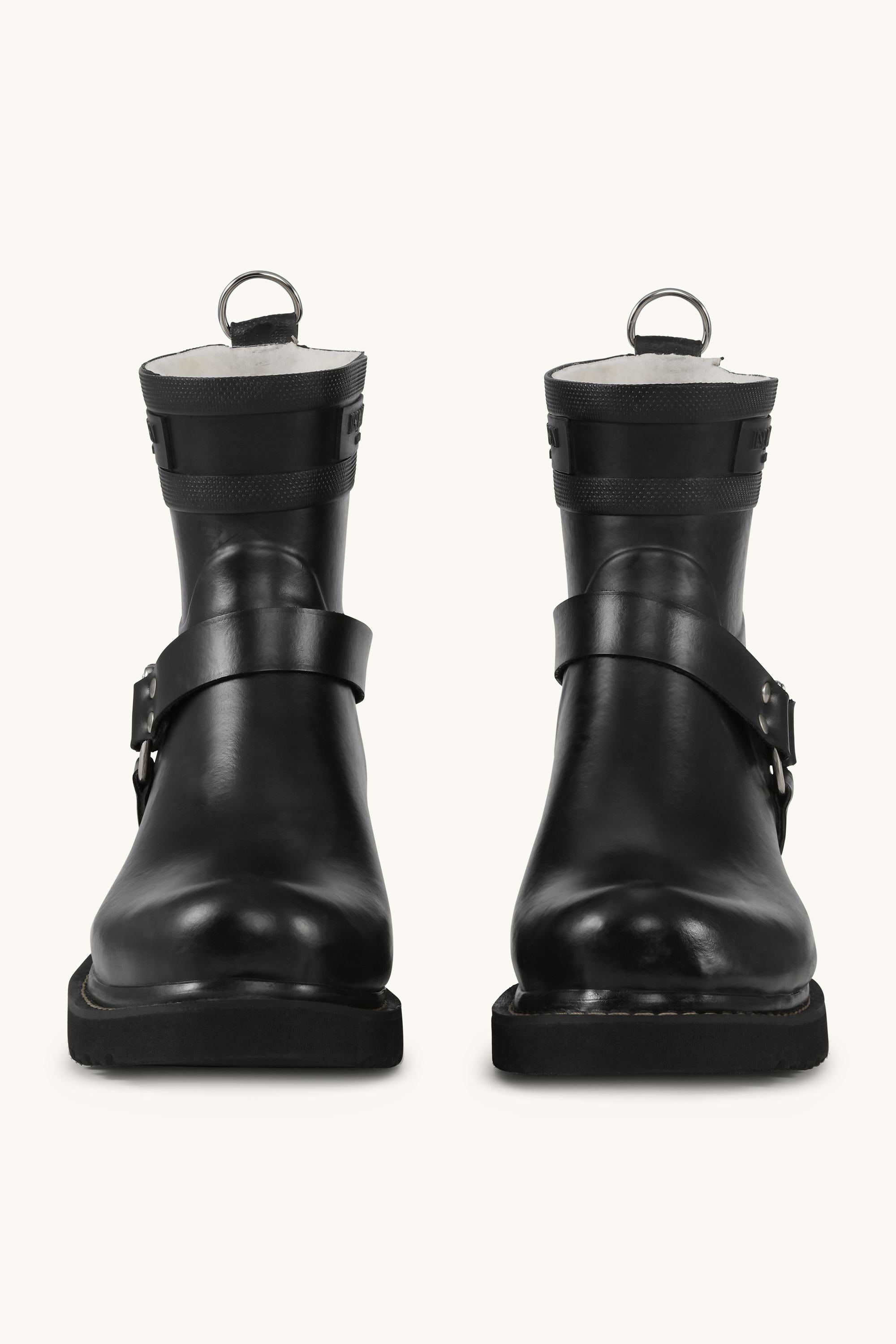 Short Biker Rubber Boots - Black Black