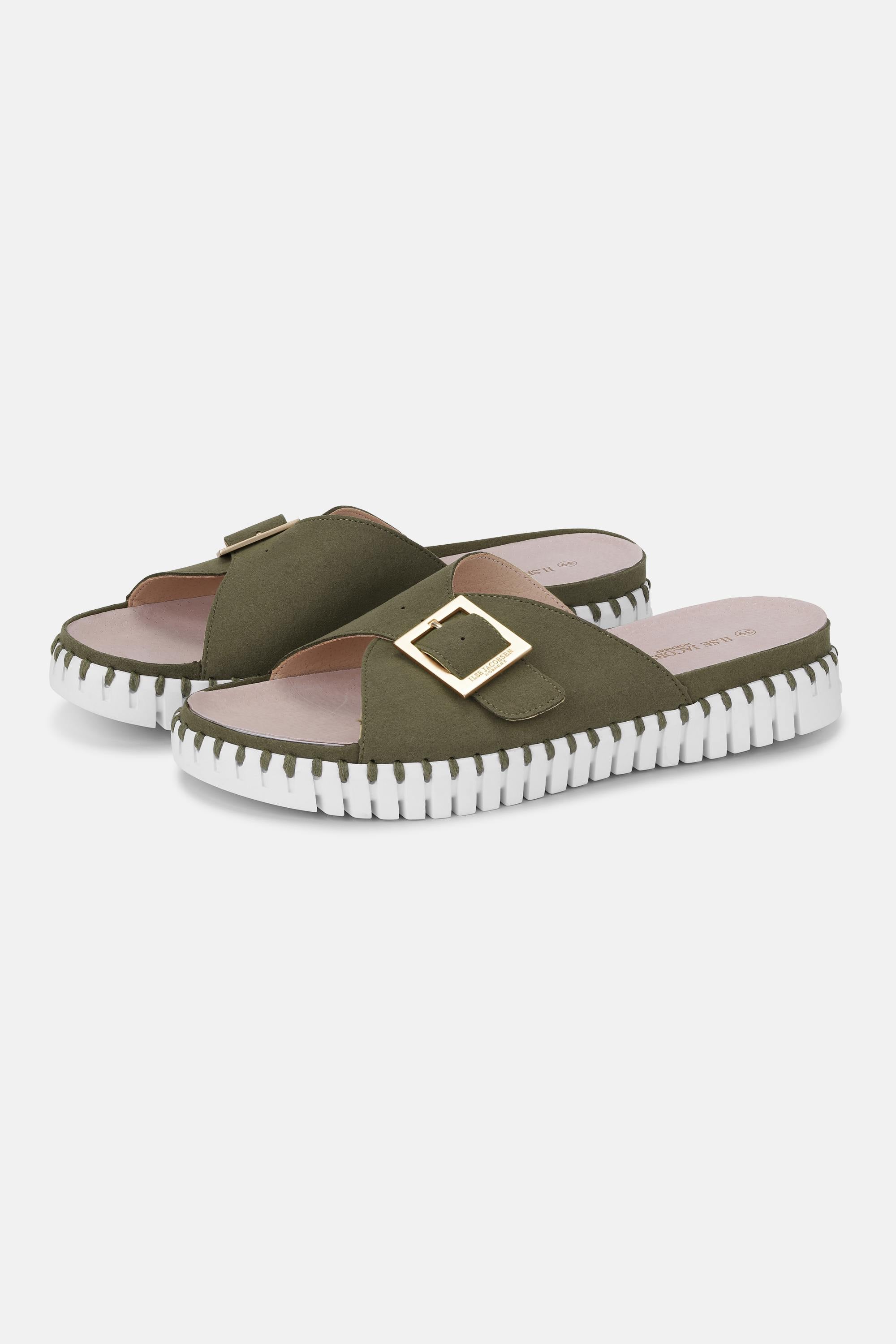 Sandalias Hebilla - Deep Olive White