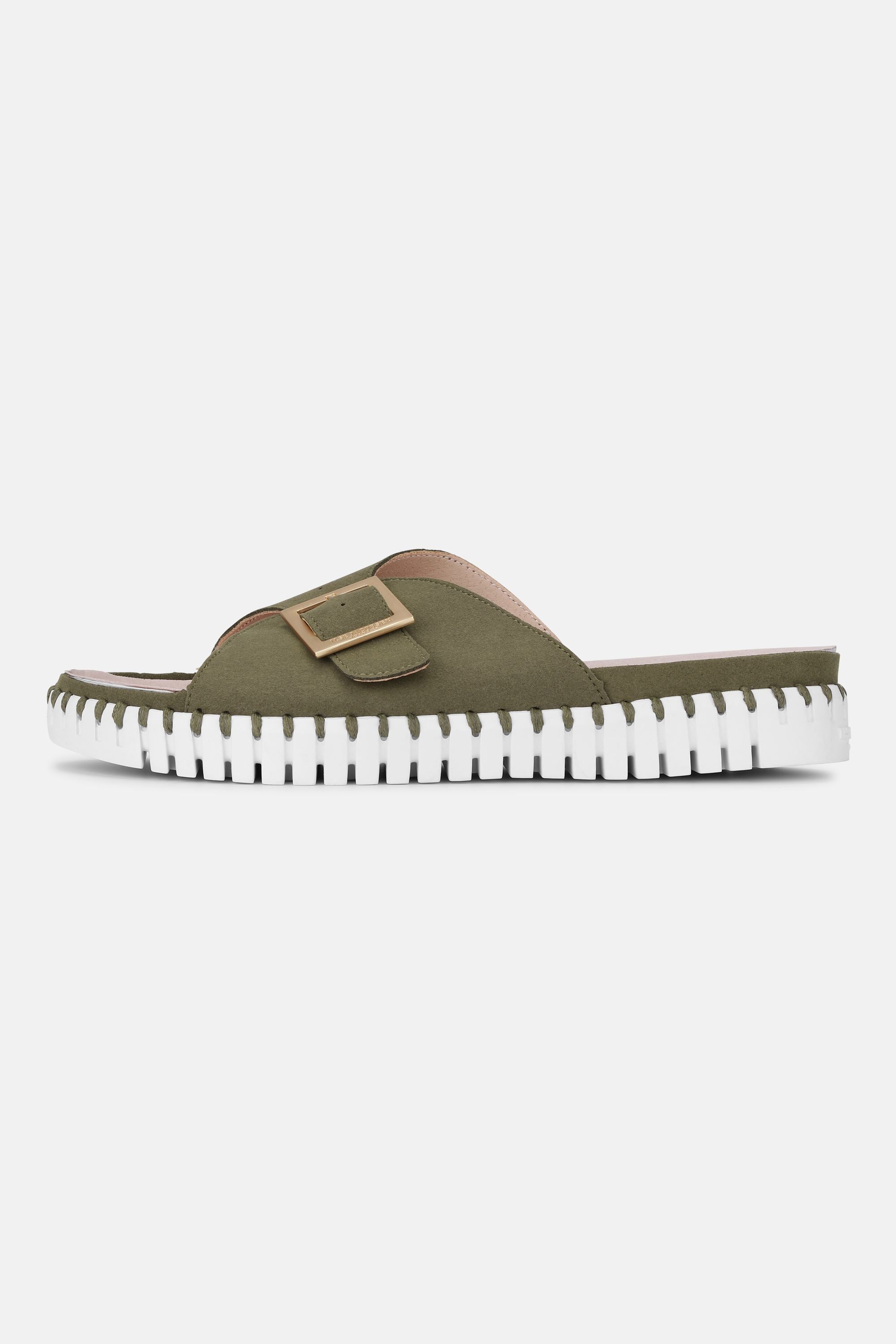 Sandalias Hebilla - Deep Olive White