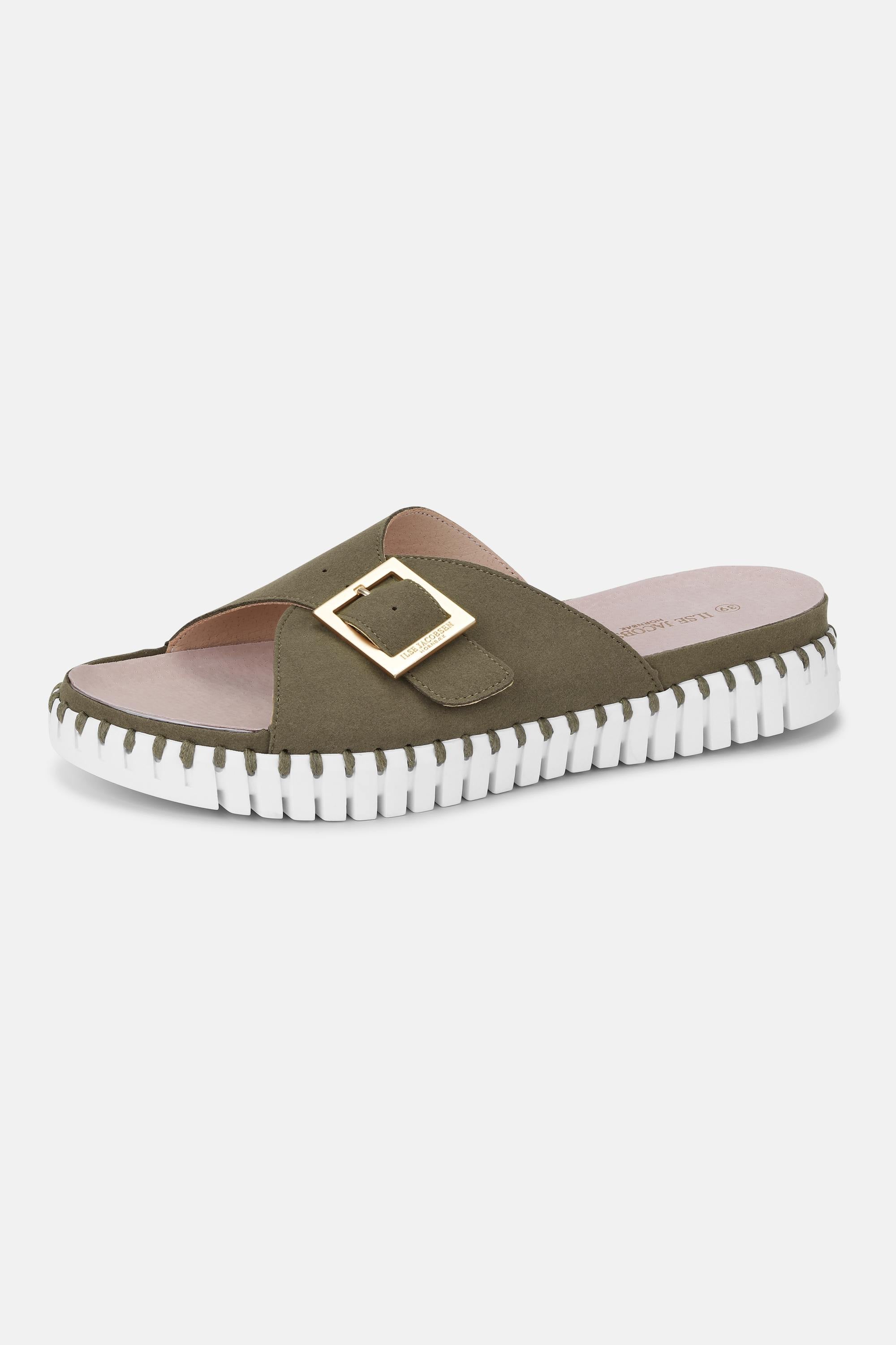 Sandalias Hebilla - Deep Olive White