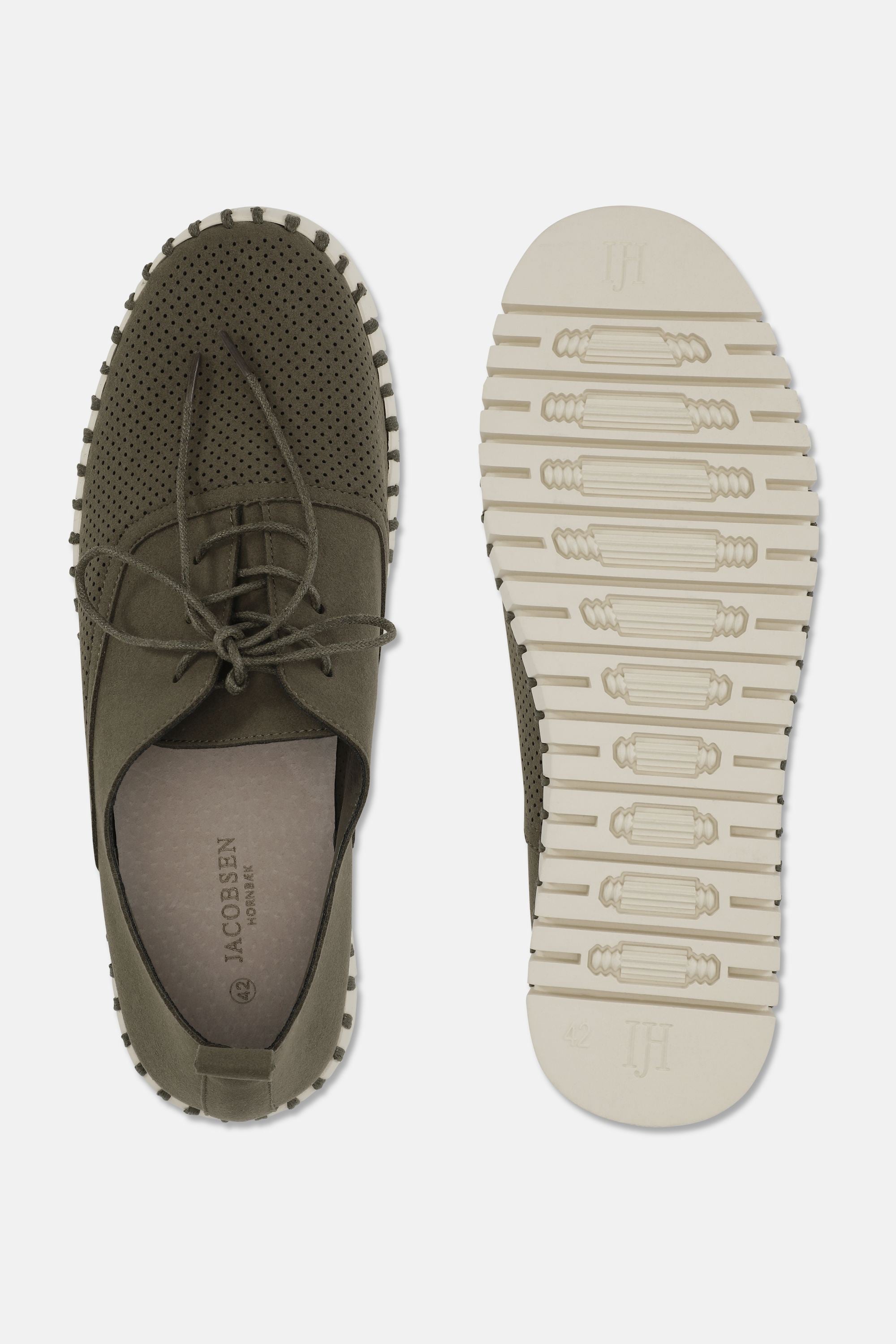 Men’s Shoes With Laces - Deep Olive Pearled Ivory