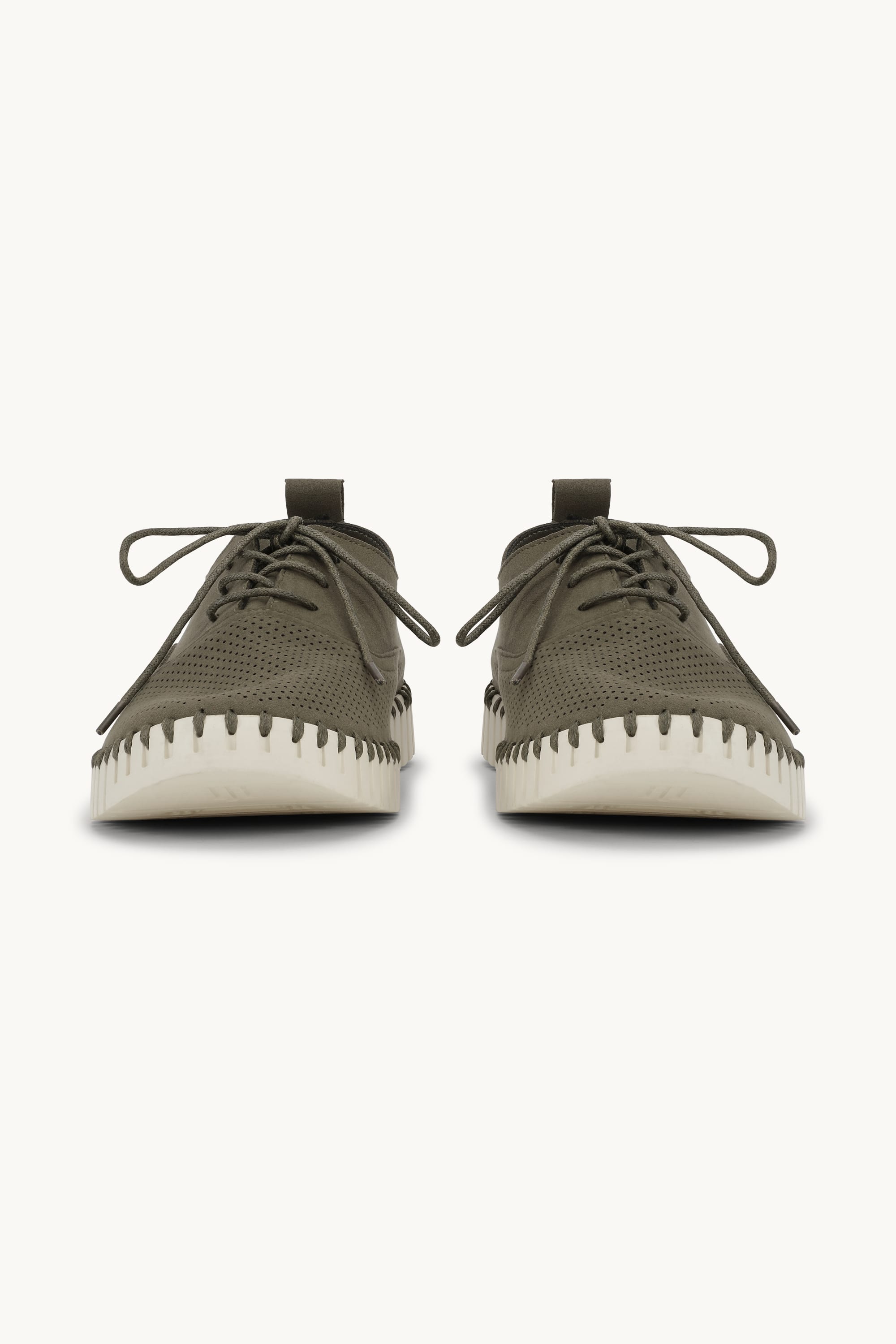 Men’s Shoes With Laces - Deep Olive Pearled Ivory