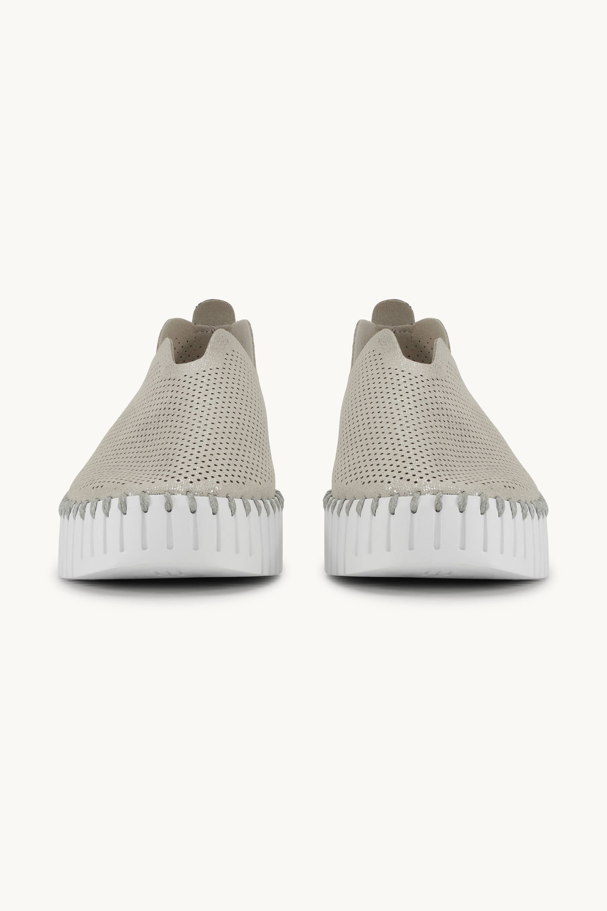 Platform Tulip Sko Glitter - Silver White