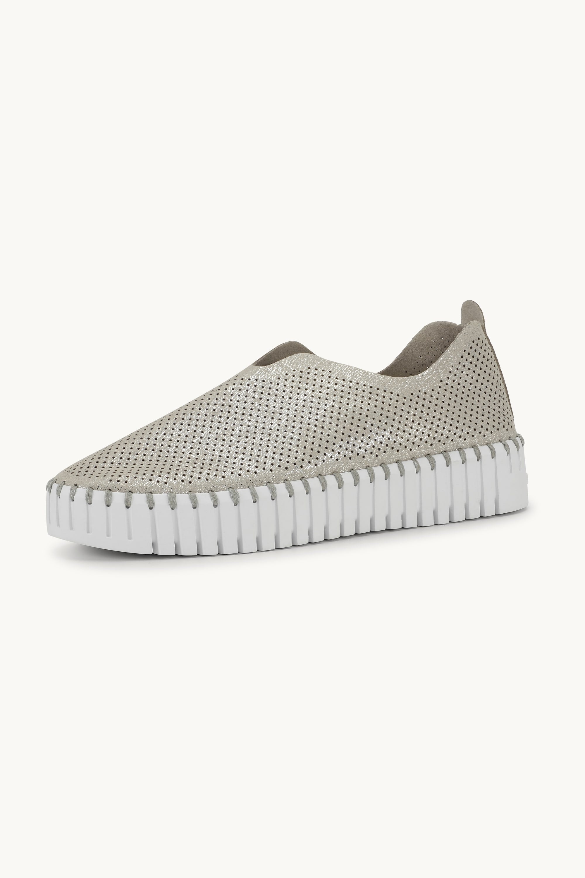 Platform Tulip Sko Glitter - Silver White