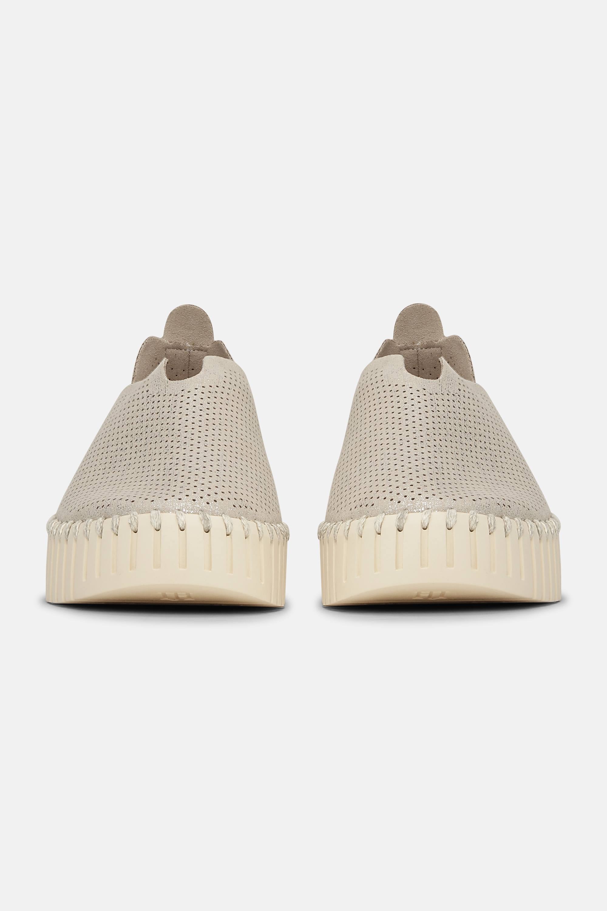 Platform Tulip Sko Glitter - Silver Pearled Ivory