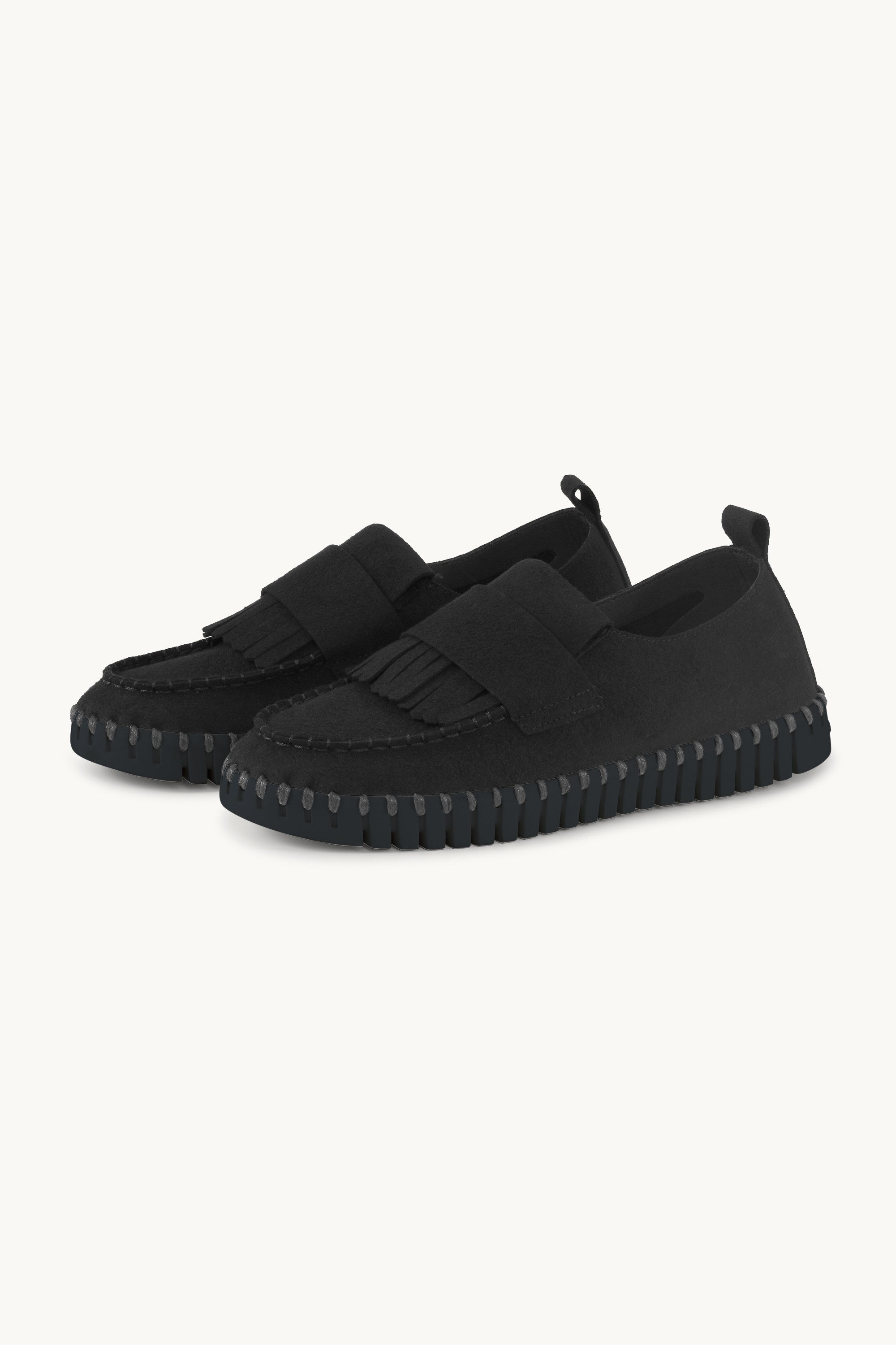 Tulip Fringe Loafer - Black Black