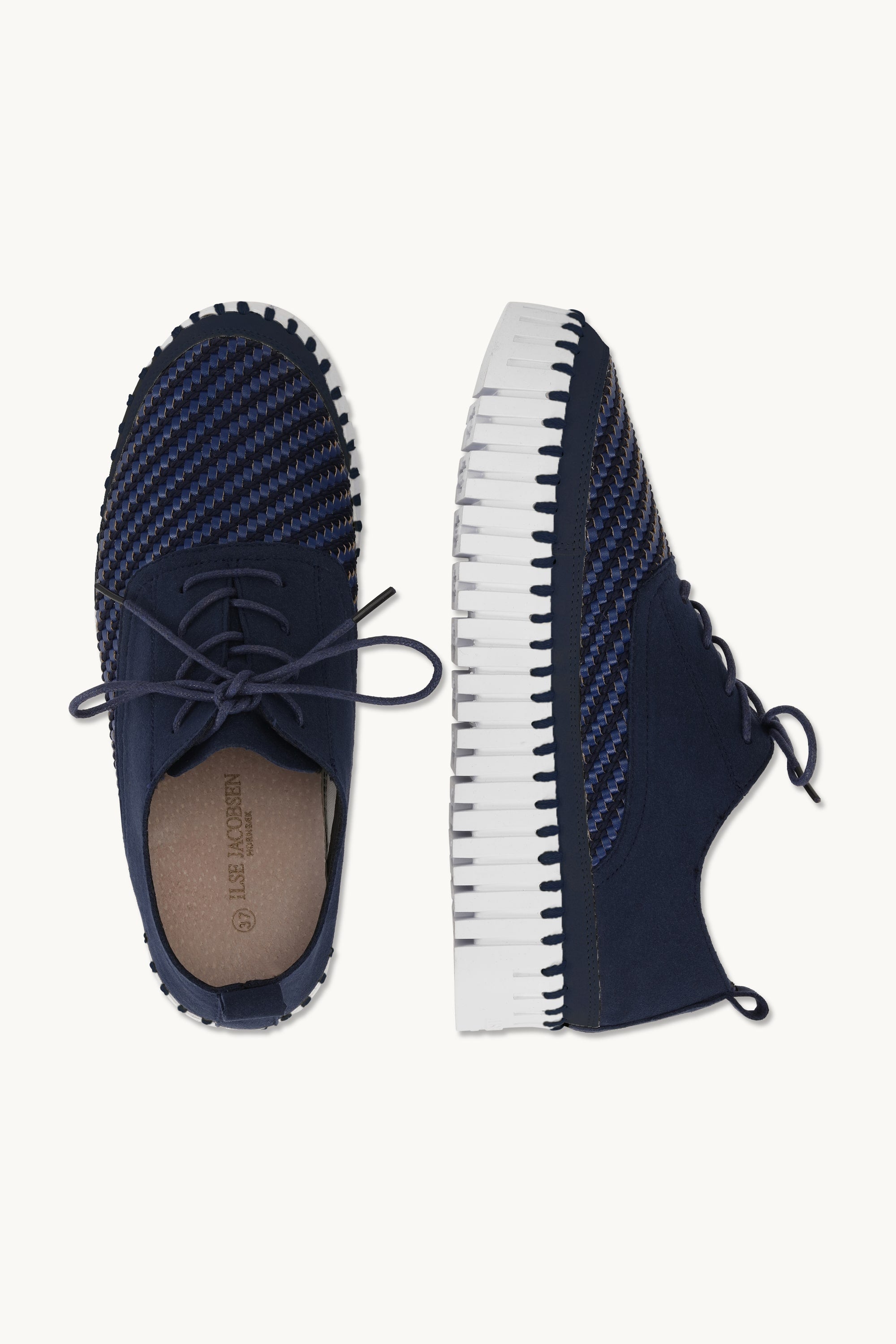 Tulip Flats With Laces - Dark Indigo White