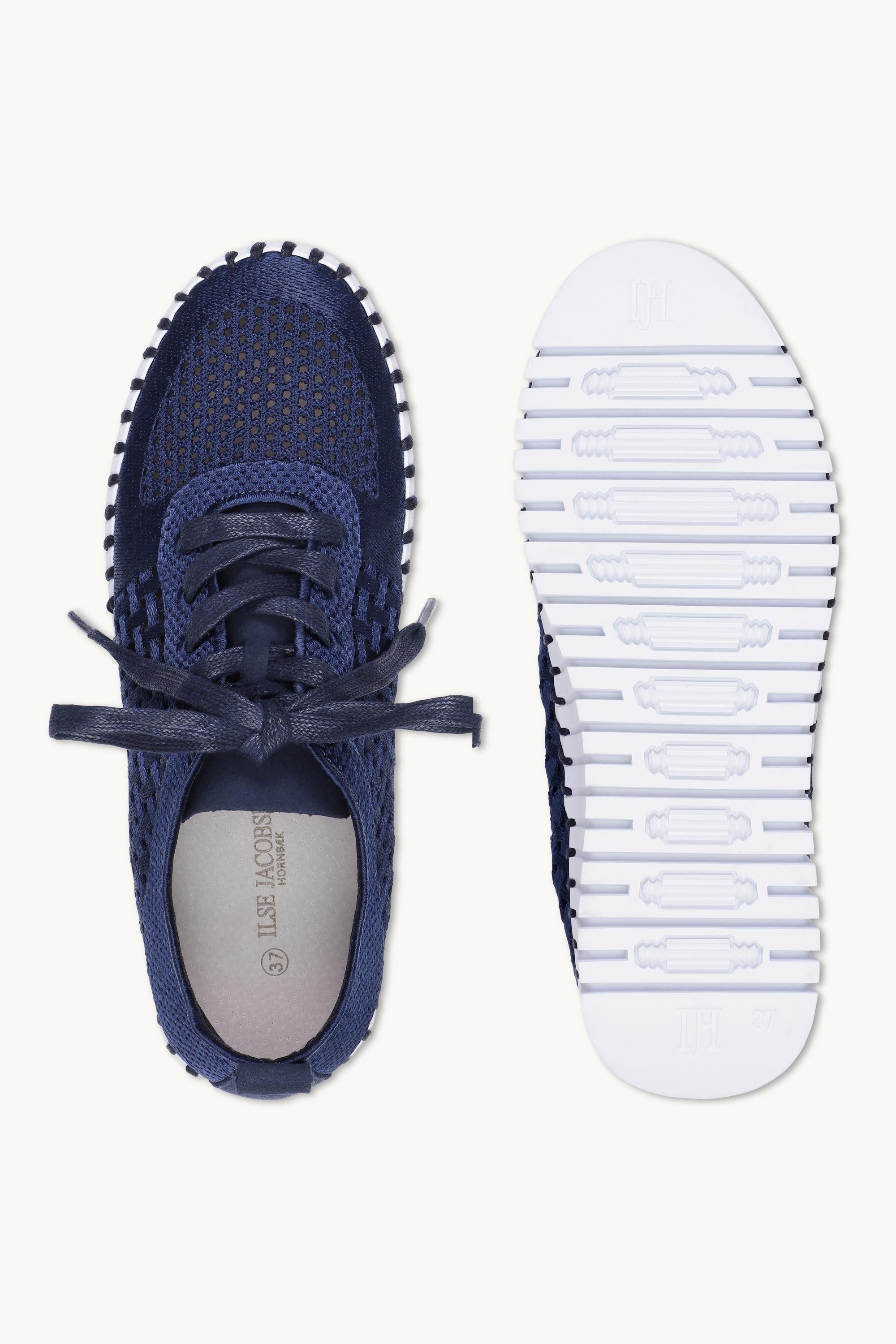 Tulip Flats With Laces - Dark Indigo White